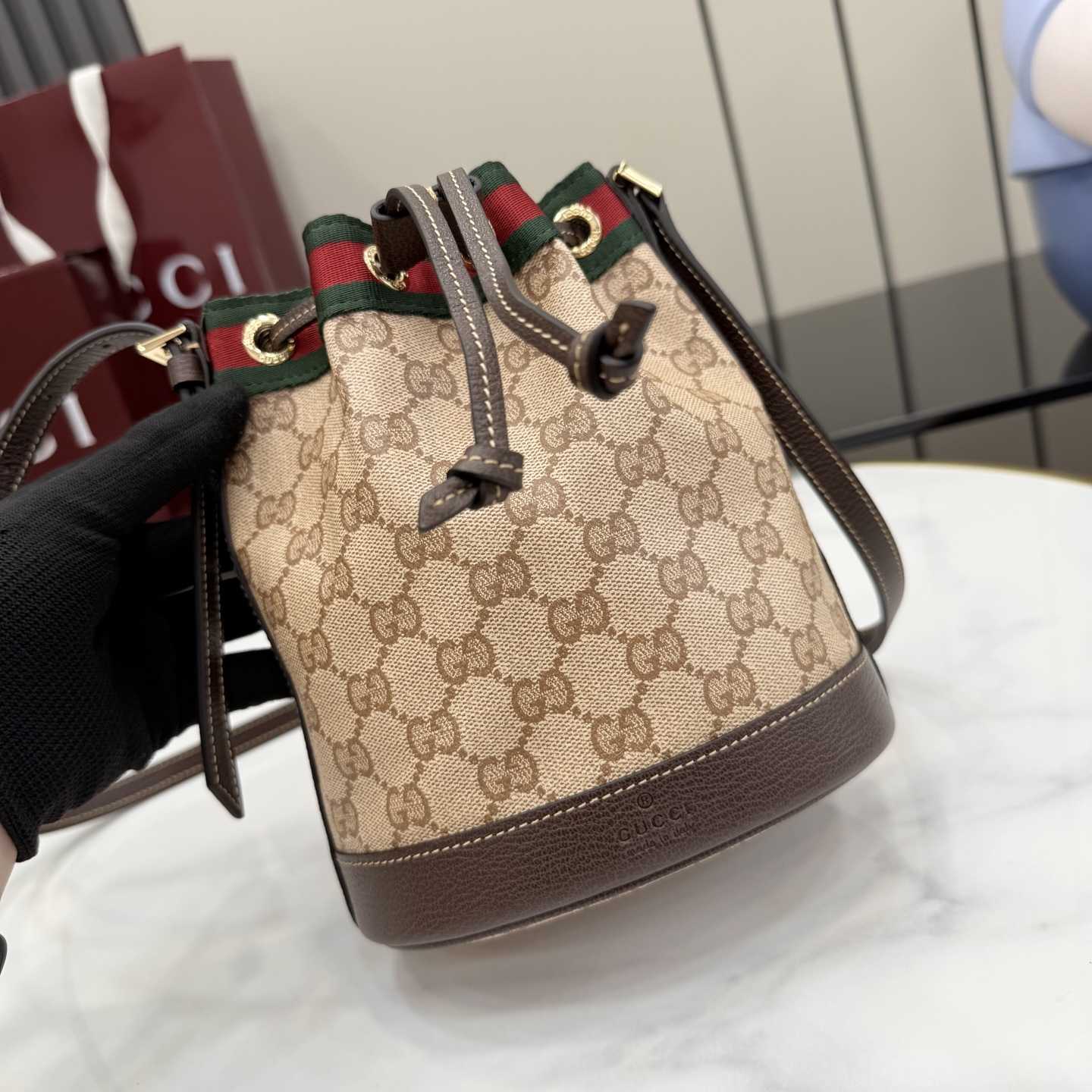 Gucci Mini Bucket Bag With Web - DopestKickz