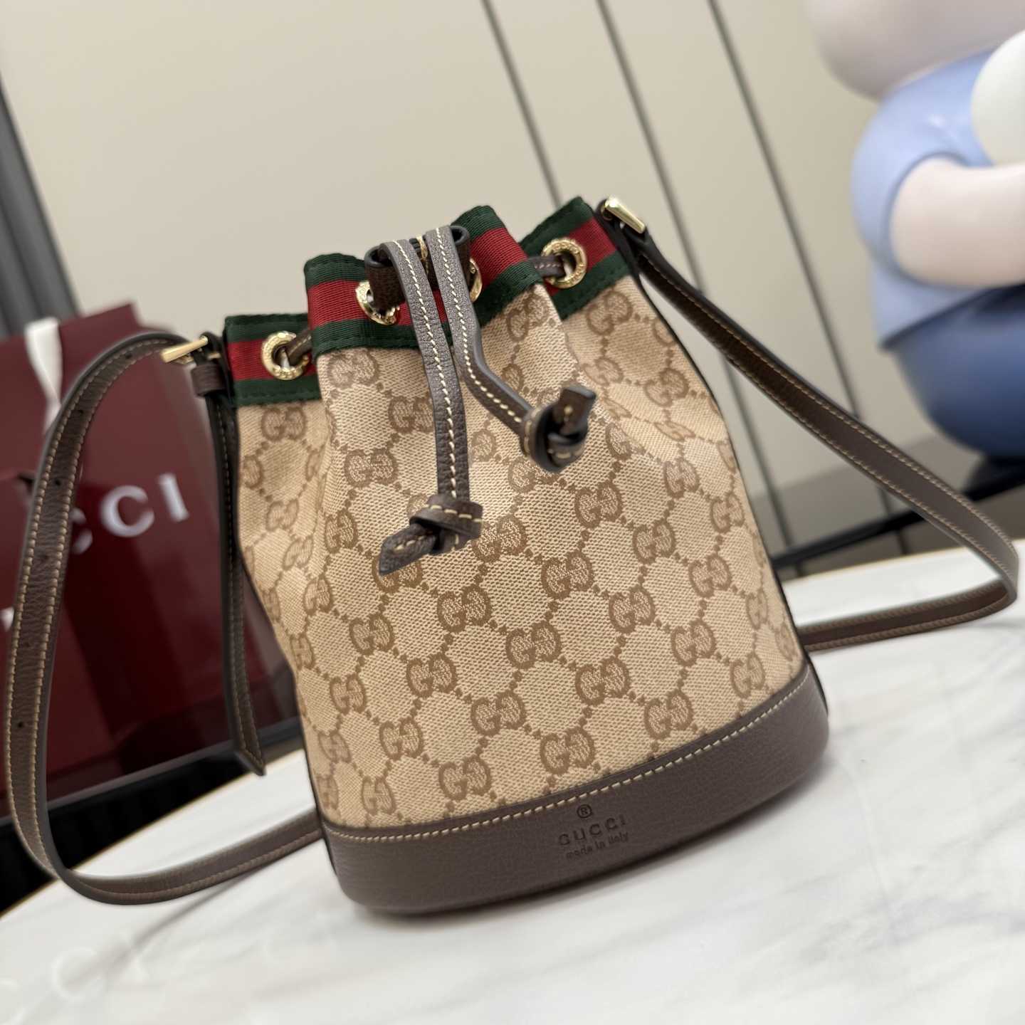 Gucci Mini Bucket Bag With Web - DopestKickz