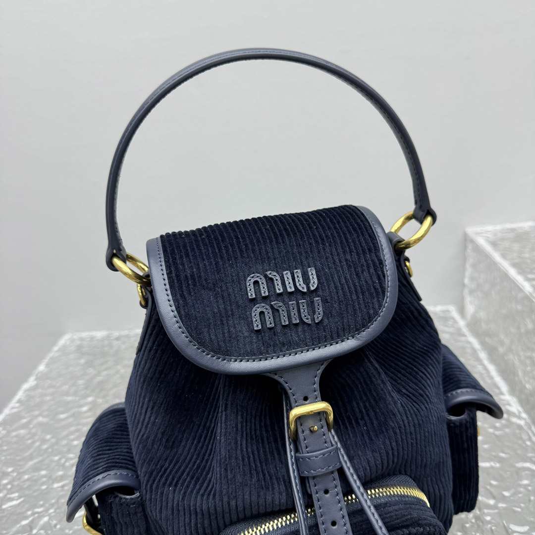 Miu Miu  Medium Corduroy Cotton Backpack - DopestKickz
