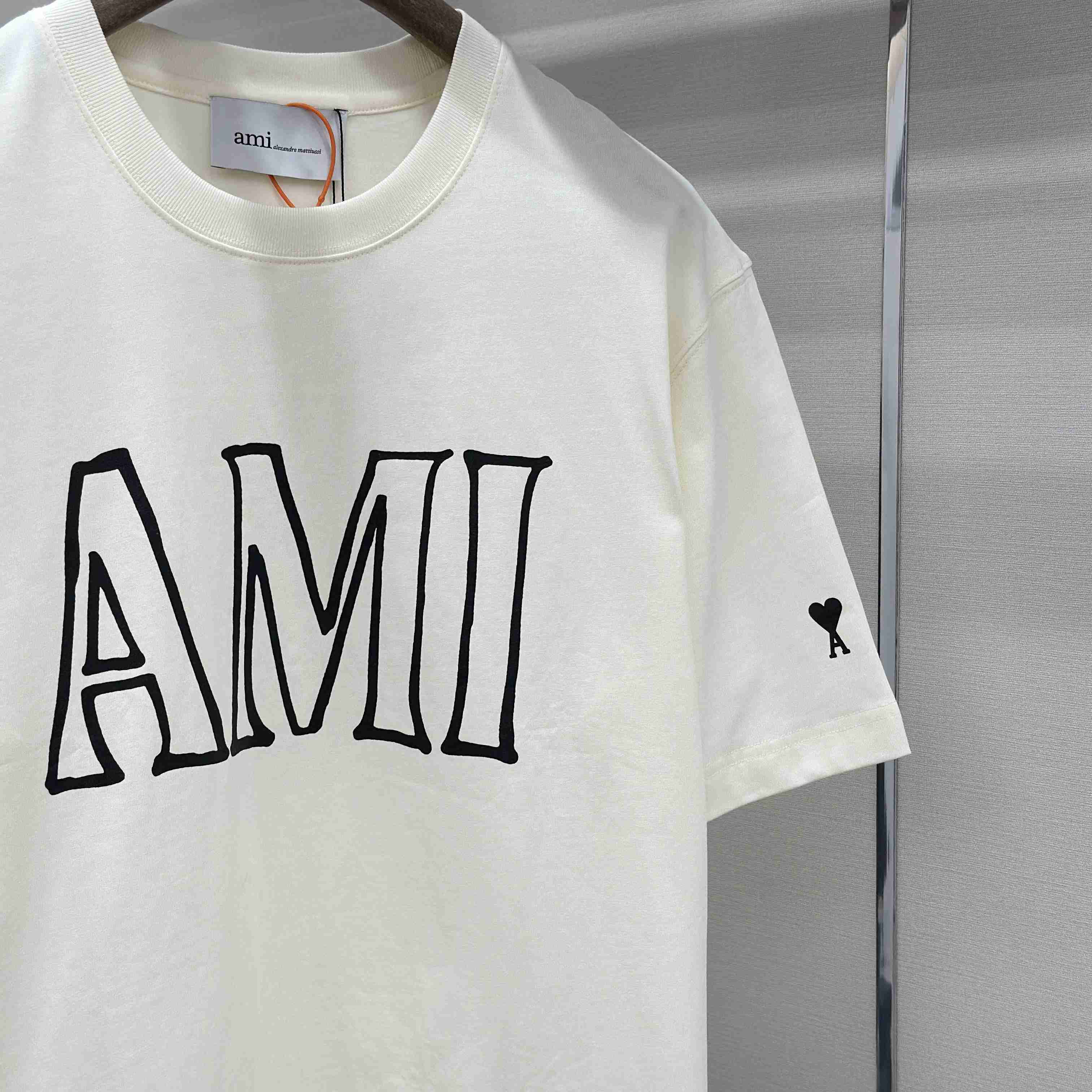 AMI Paris White Cotton Ami Paris Print T-shirt - DopestKickz