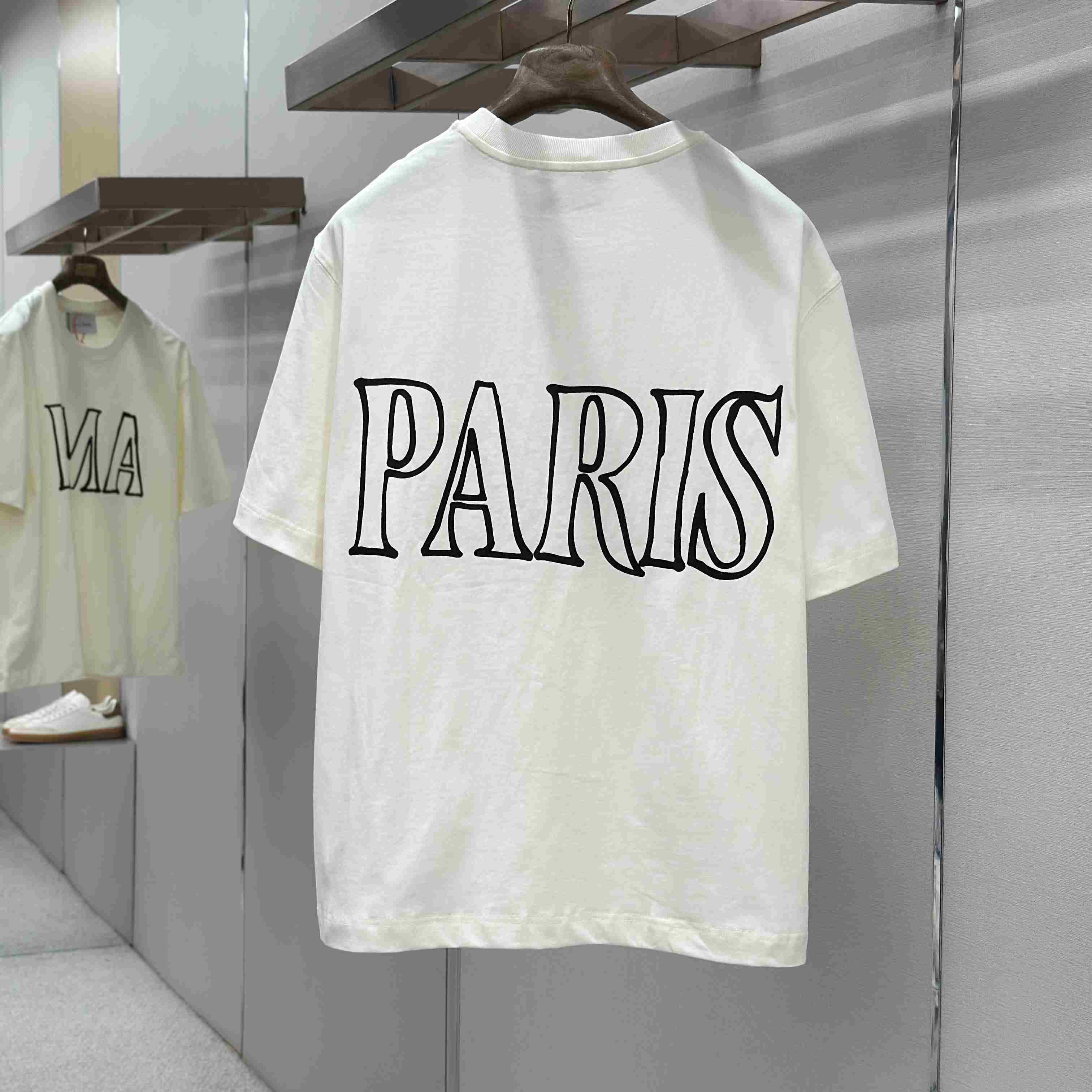 AMI Paris White Cotton Ami Paris Print T-shirt - DopestKickz