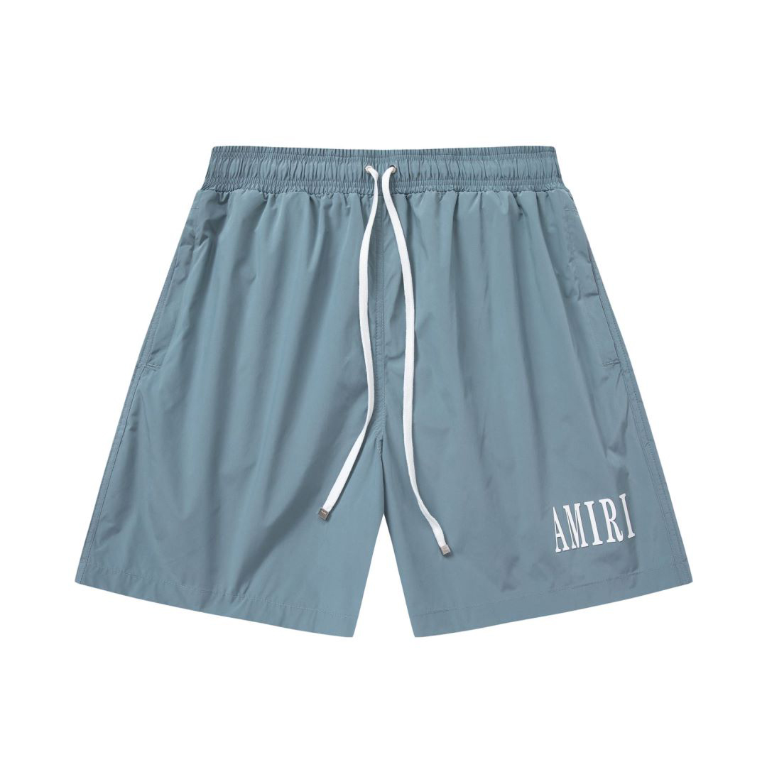 Amiri Core Logo Swim Shorts Dusty Blue - DopestKickz