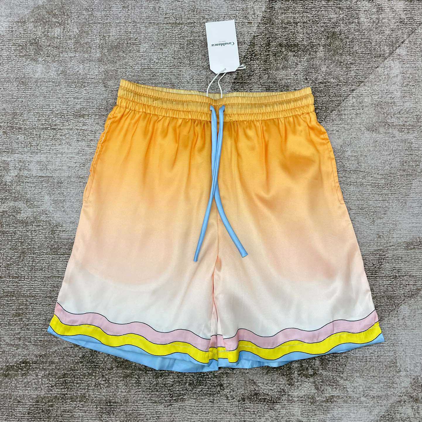 Casablanca Silk Shorts With Drawstrings 'White/Yellow' CA3311 - DopestKickz