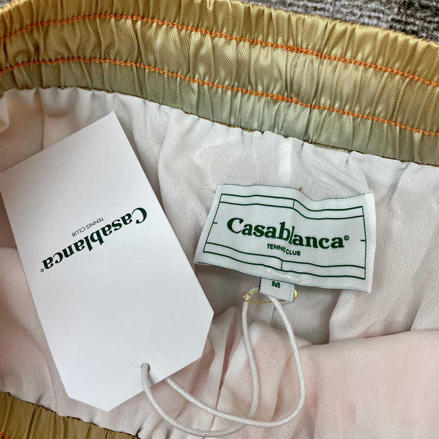 Casablanca Silk Shorts With Drawstrings 'White/Yellow' CA3311 - DopestKickz