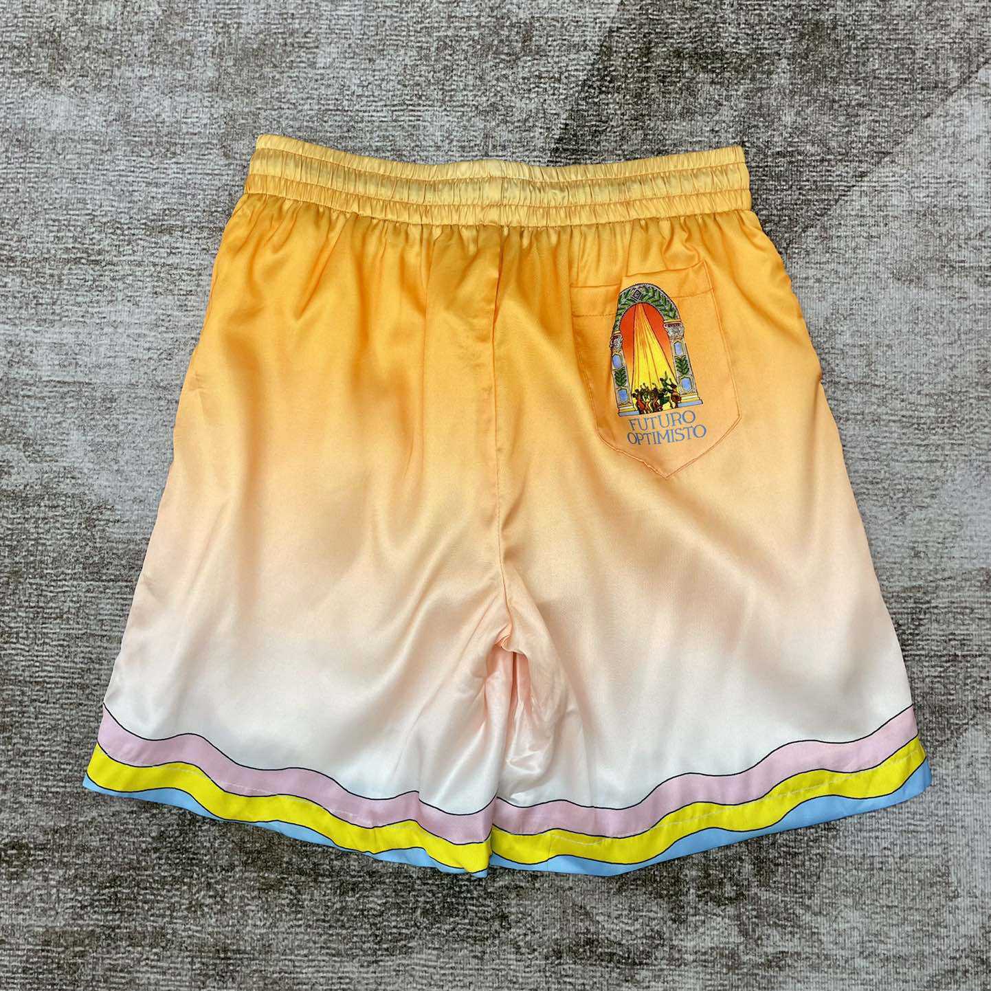 Casablanca Silk Shorts With Drawstrings 'White/Yellow' CA3311 - DopestKickz