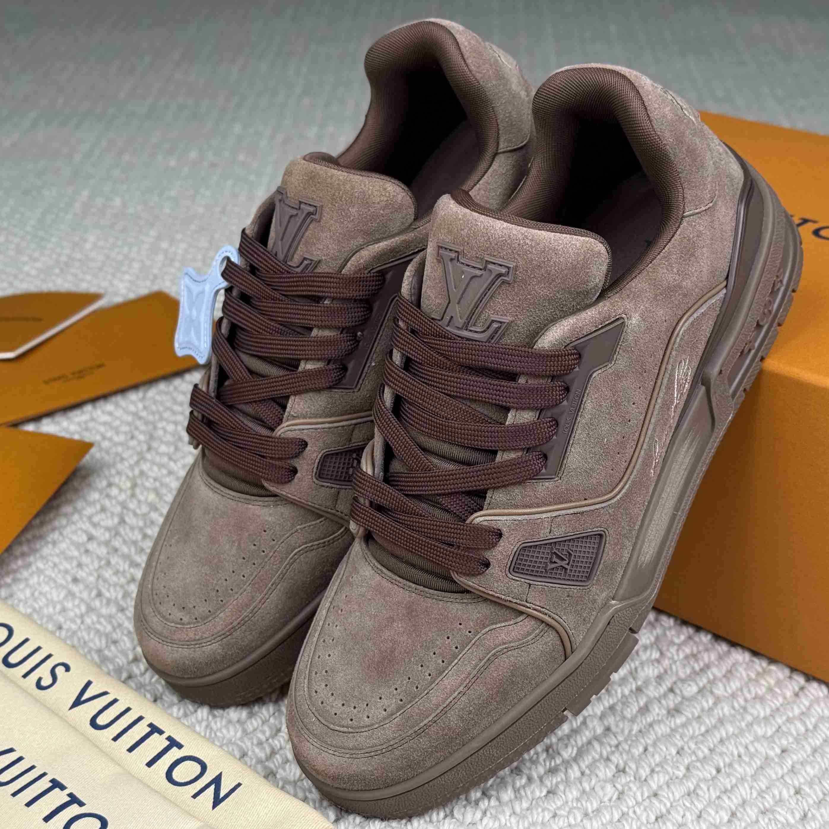 Louis Vuitton LV Trainer Distressed Sneaker 1AKBOU - DopestKickz