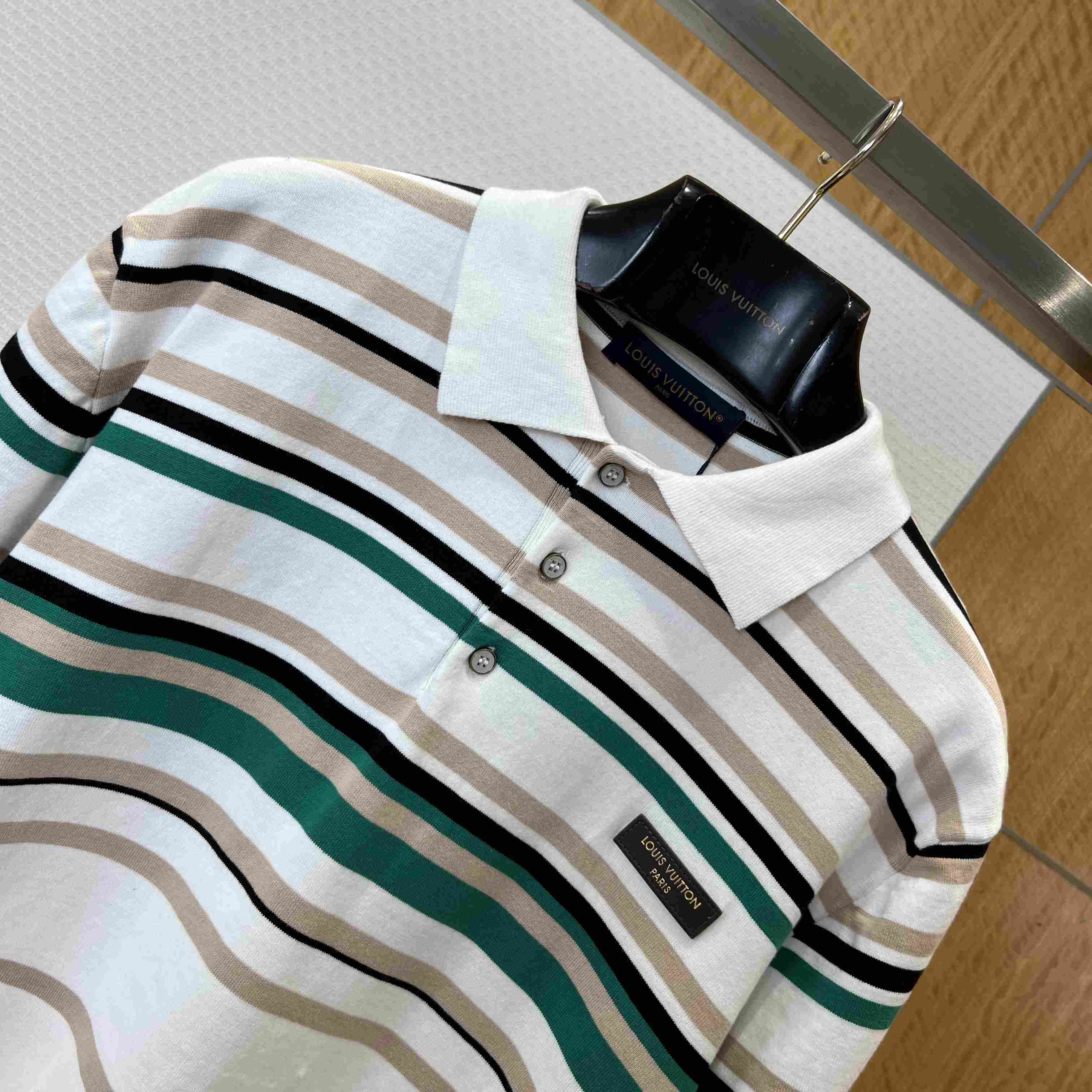 Louis Vuitton Striped Textured Short-Sleeved Polo Shirt 1AK7I4 - DopestKickz