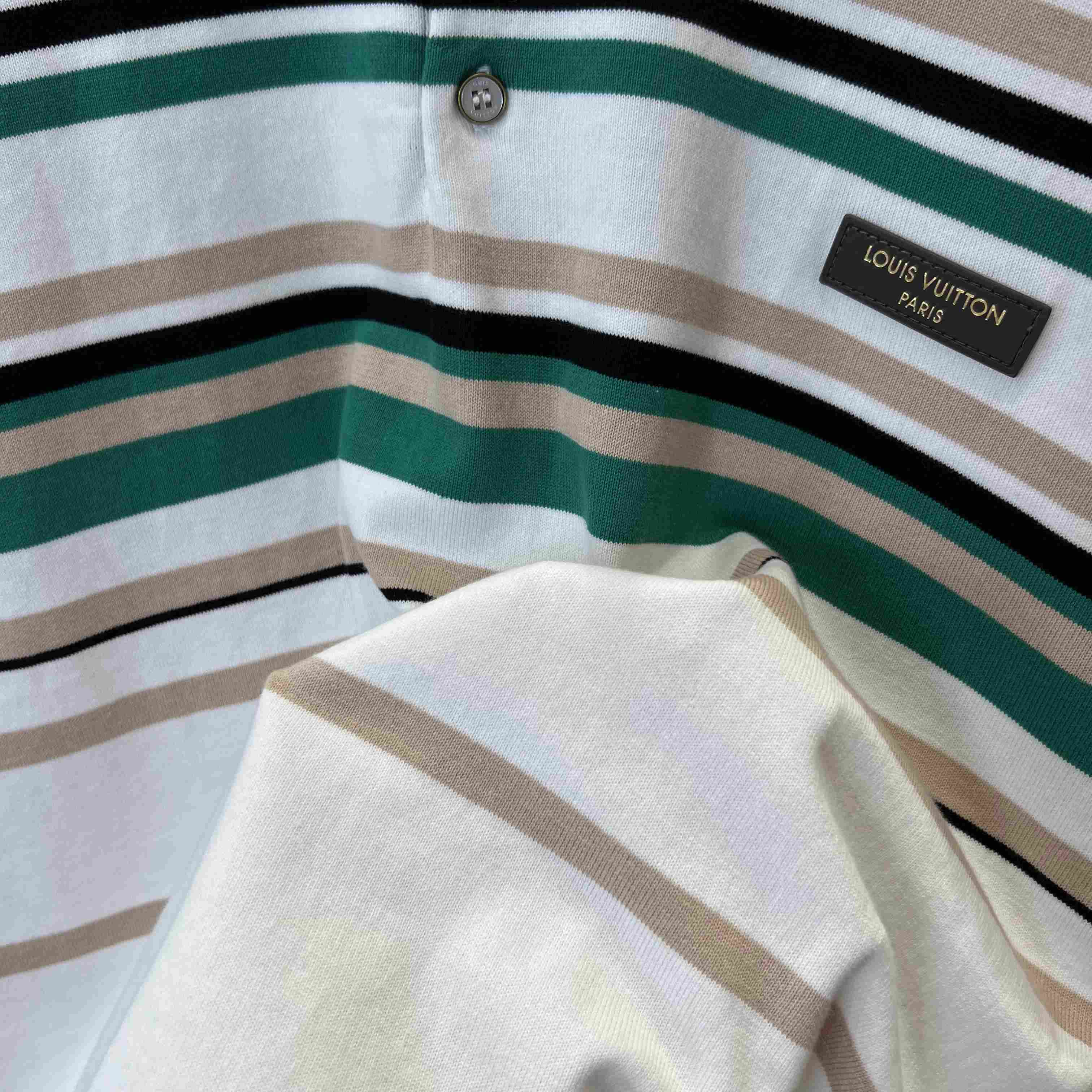 Louis Vuitton Striped Textured Short-Sleeved Polo Shirt 1AK7I4 - DopestKickz