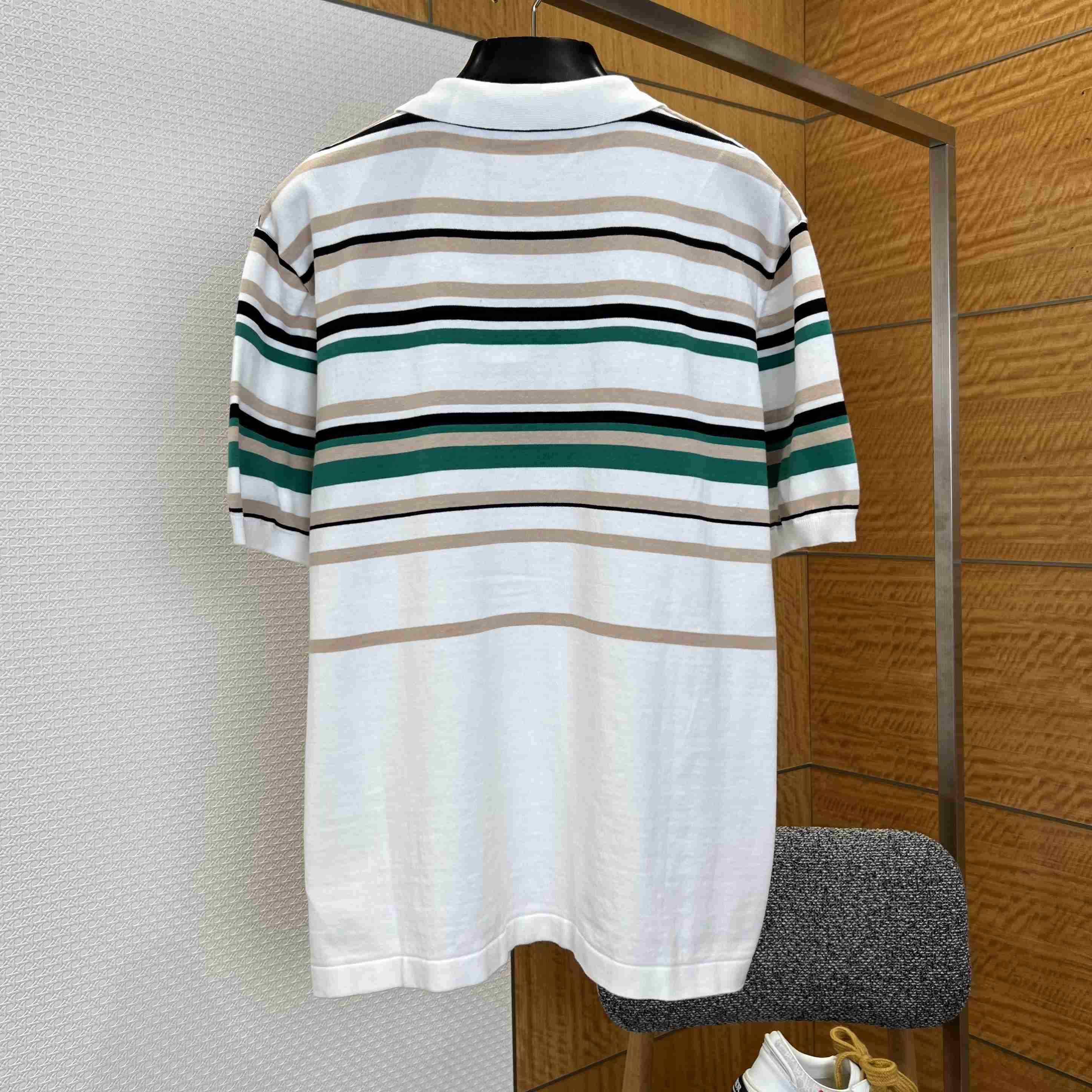 Louis Vuitton Striped Textured Short-Sleeved Polo Shirt 1AK7I4 - DopestKickz