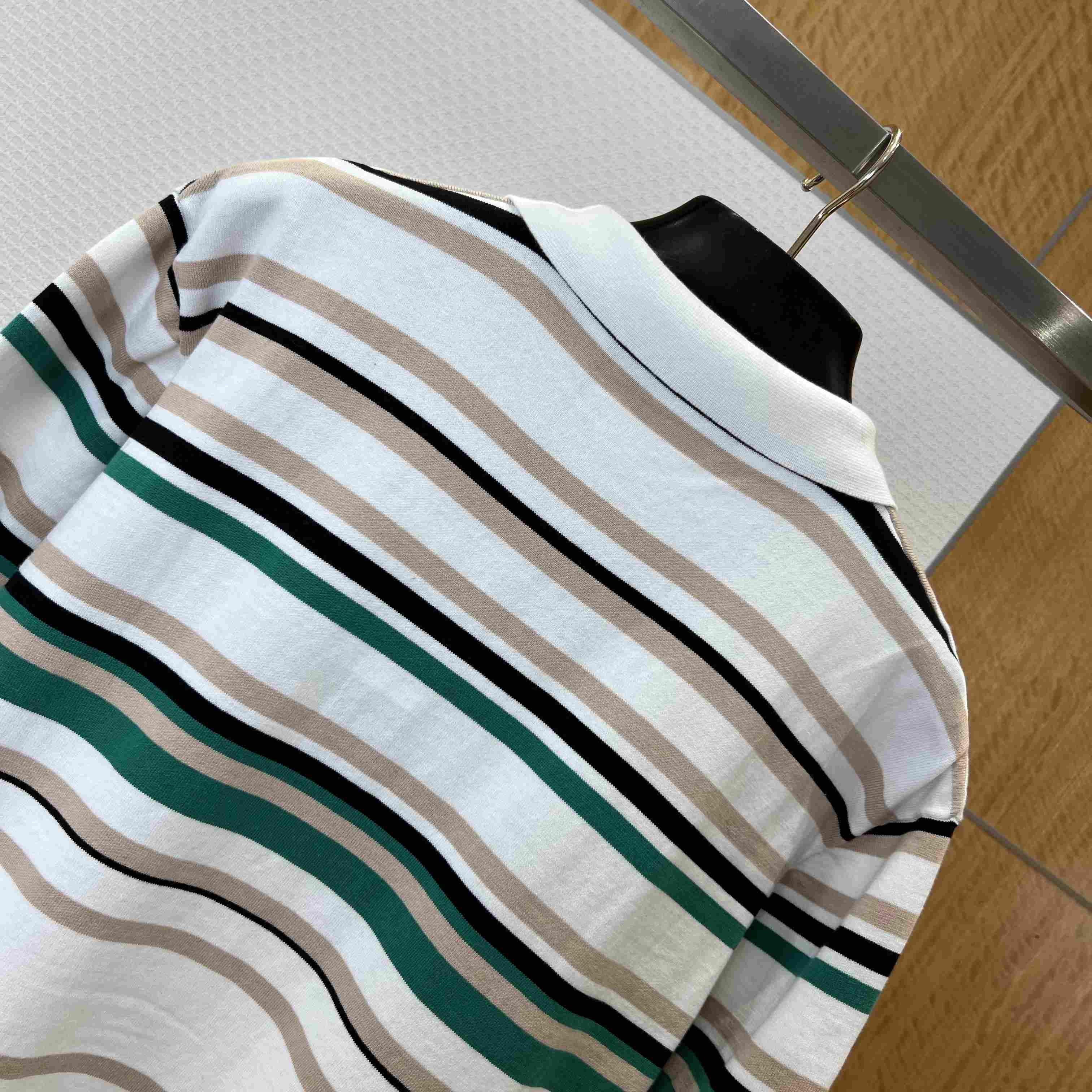 Louis Vuitton Striped Textured Short-Sleeved Polo Shirt 1AK7I4 - DopestKickz