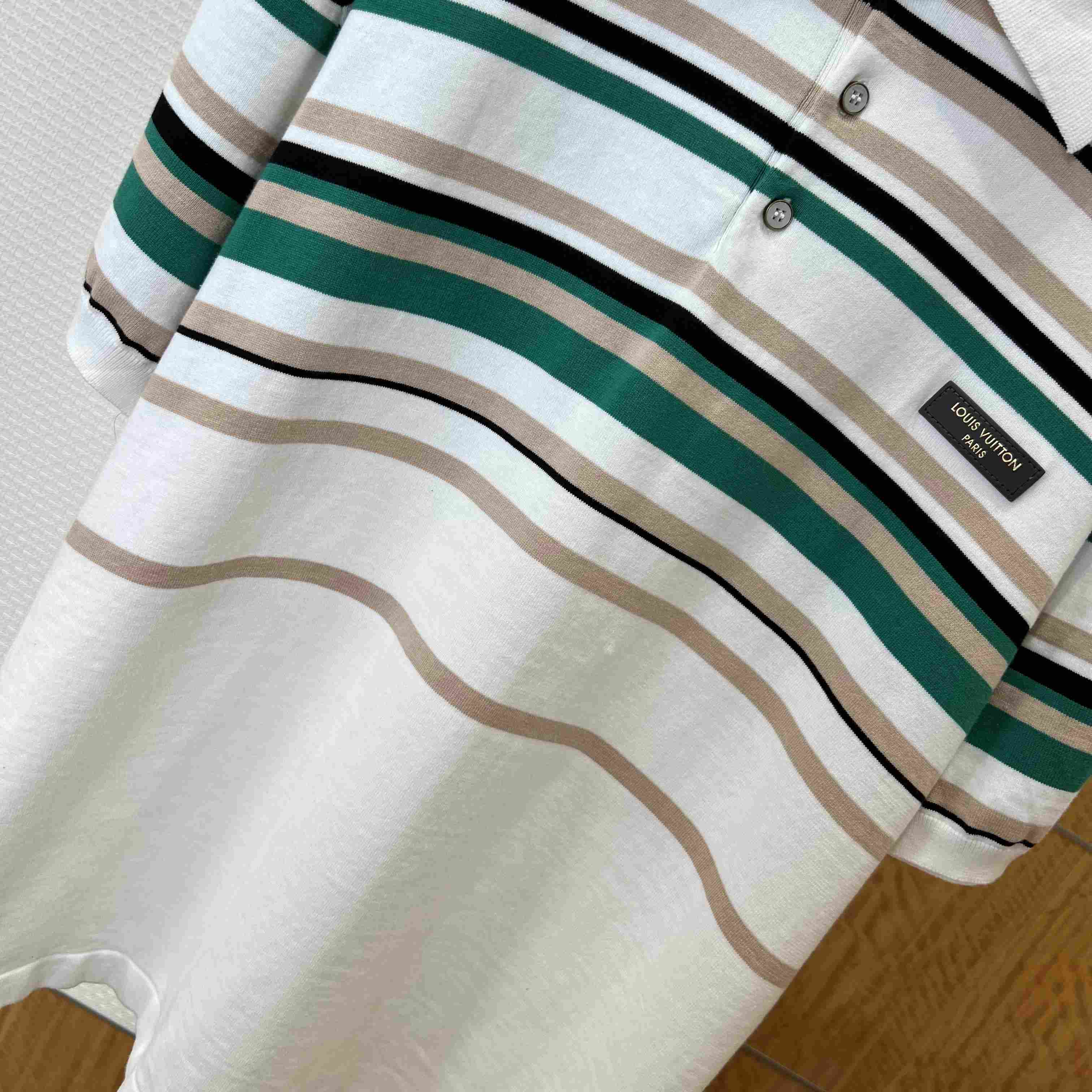 Louis Vuitton Striped Textured Short-Sleeved Polo Shirt 1AK7I4 - DopestKickz