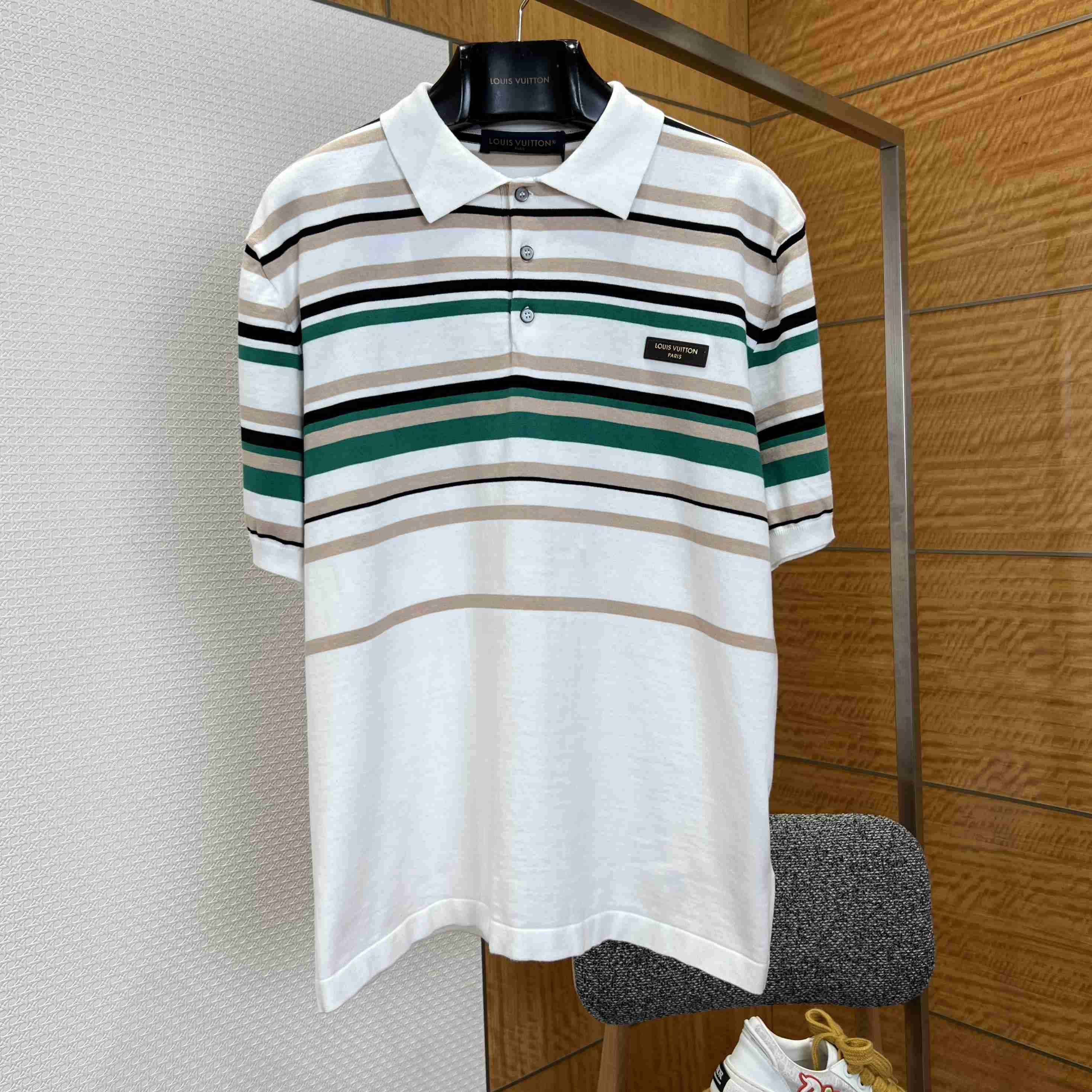 Louis Vuitton Striped Textured Short-Sleeved Polo Shirt 1AK7I4 - DopestKickz
