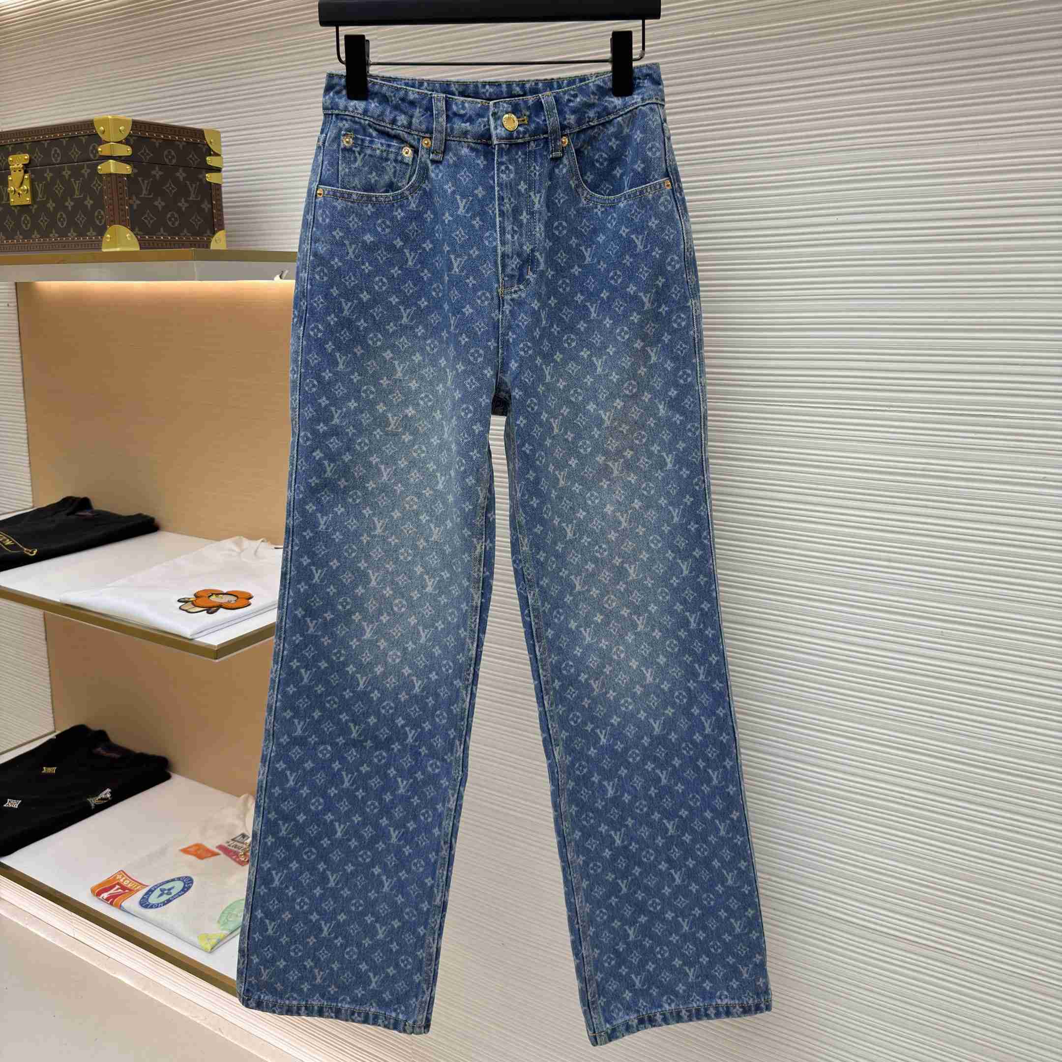 Louis Vuitton Monogram Flared Jeans 1AHENS - DopestKickz
