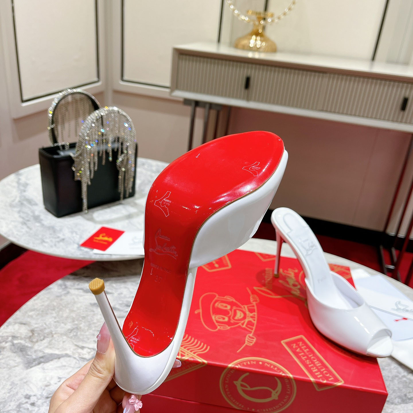 Christian Louboutin Me Dolly 100MM Patent Leather Mules - DopestKickz