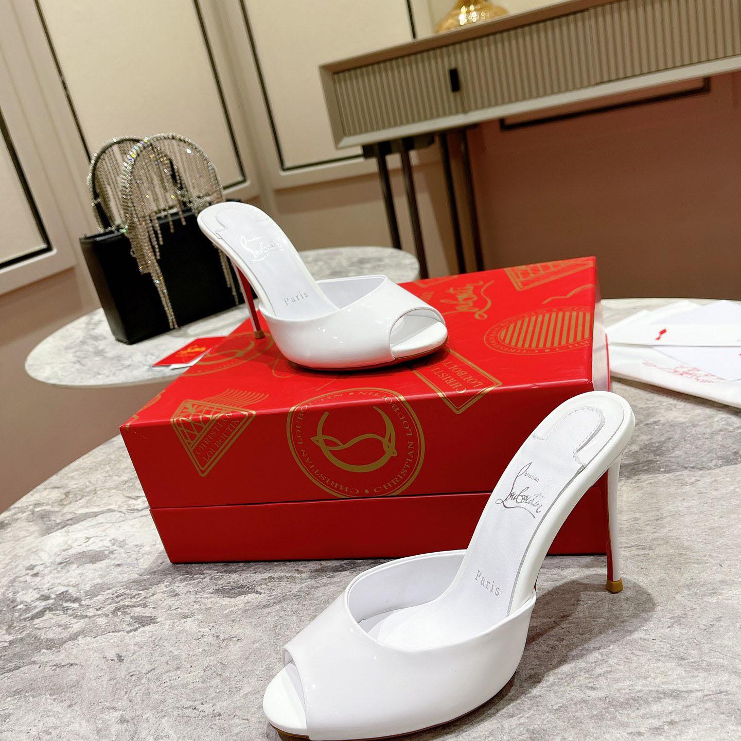 Christian Louboutin Me Dolly 100MM Patent Leather Mules - DopestKickz