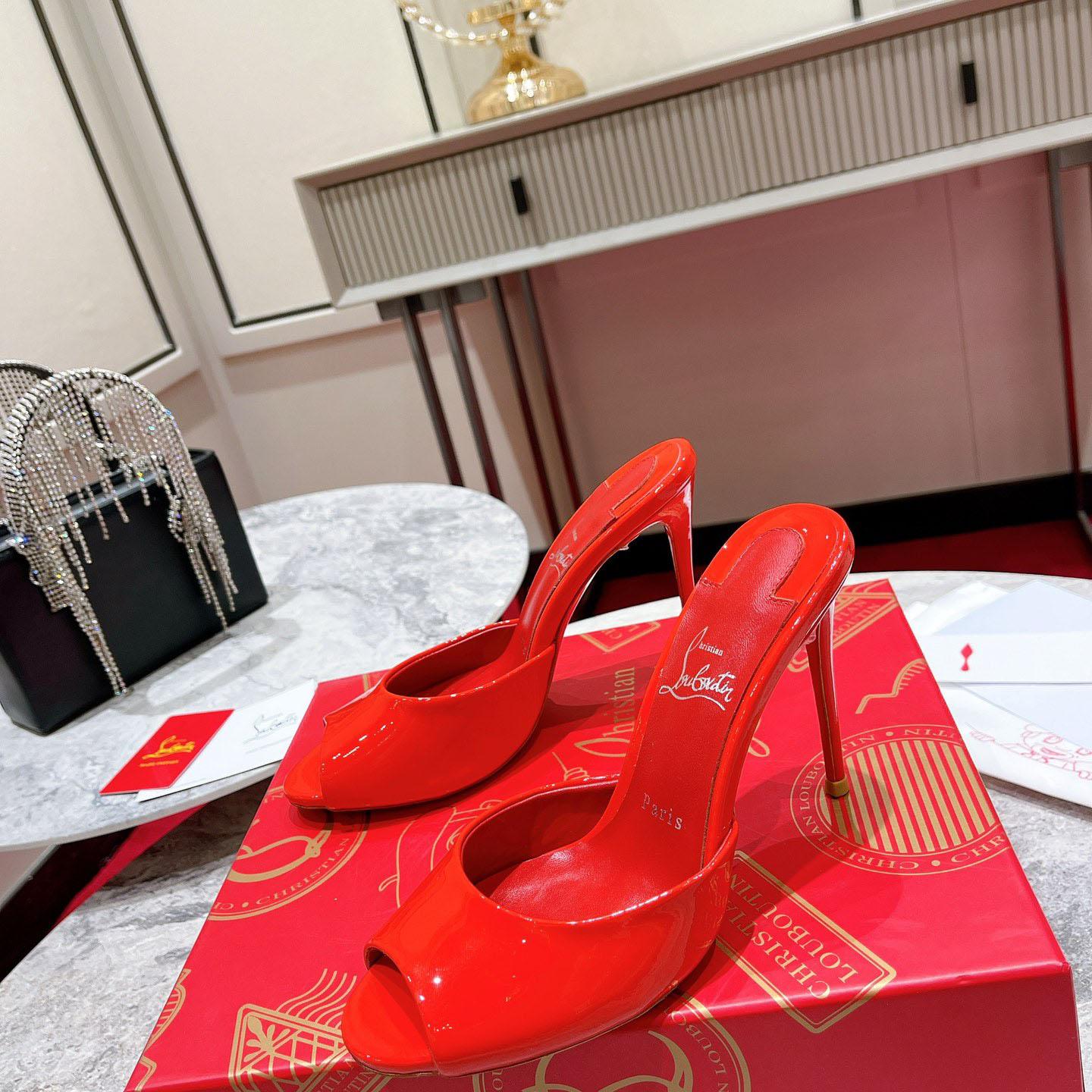 Christian Louboutin Me Dolly 100MM Patent Leather Mules - DopestKickz