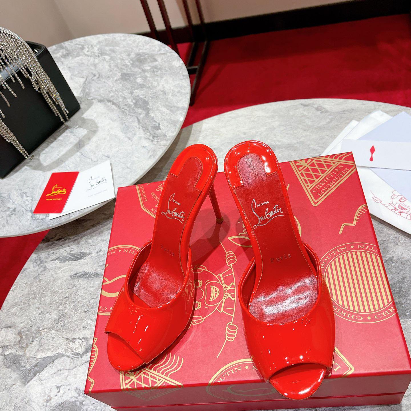 Christian Louboutin Me Dolly 100MM Patent Leather Mules - DopestKickz
