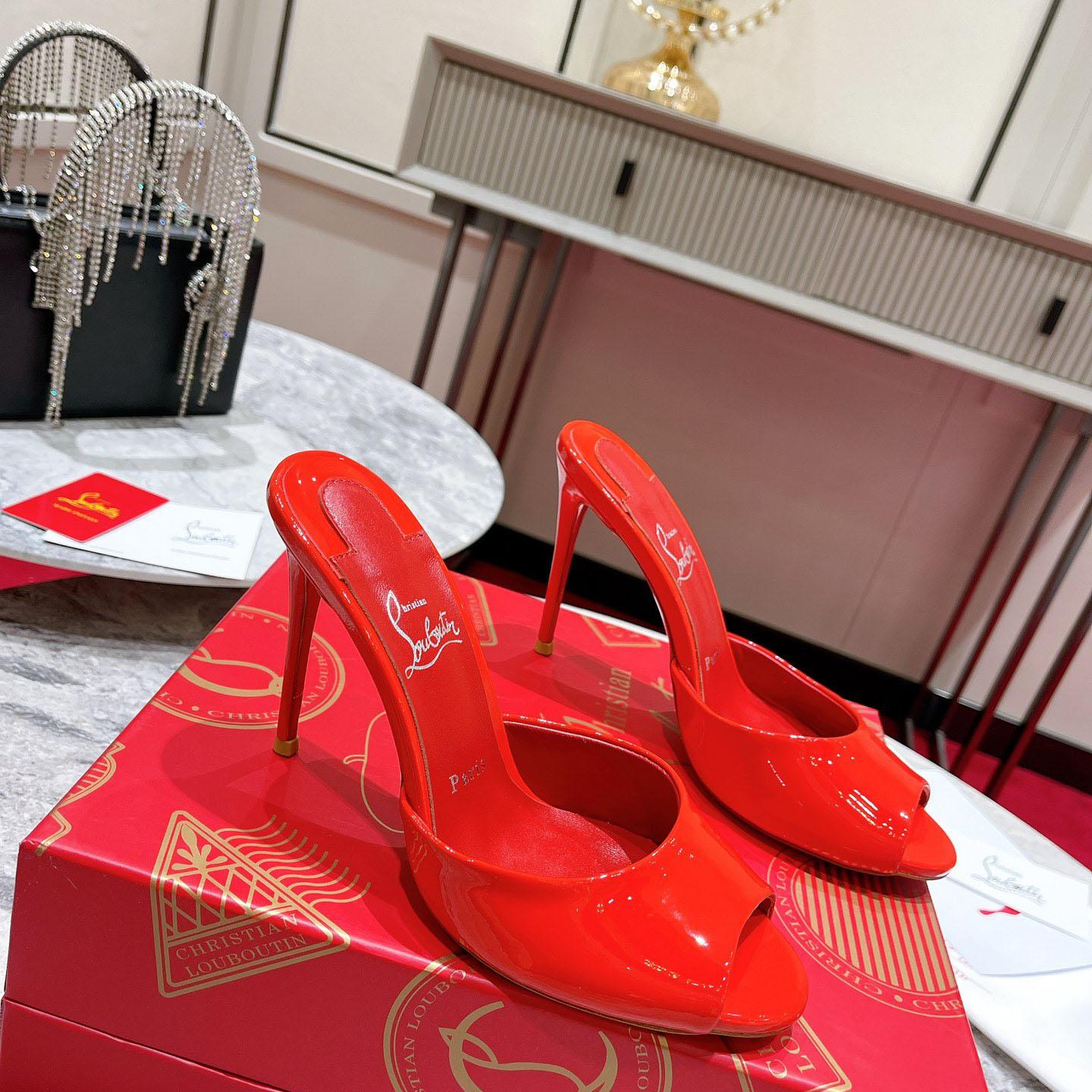 Christian Louboutin Me Dolly 100MM Patent Leather Mules - DopestKickz