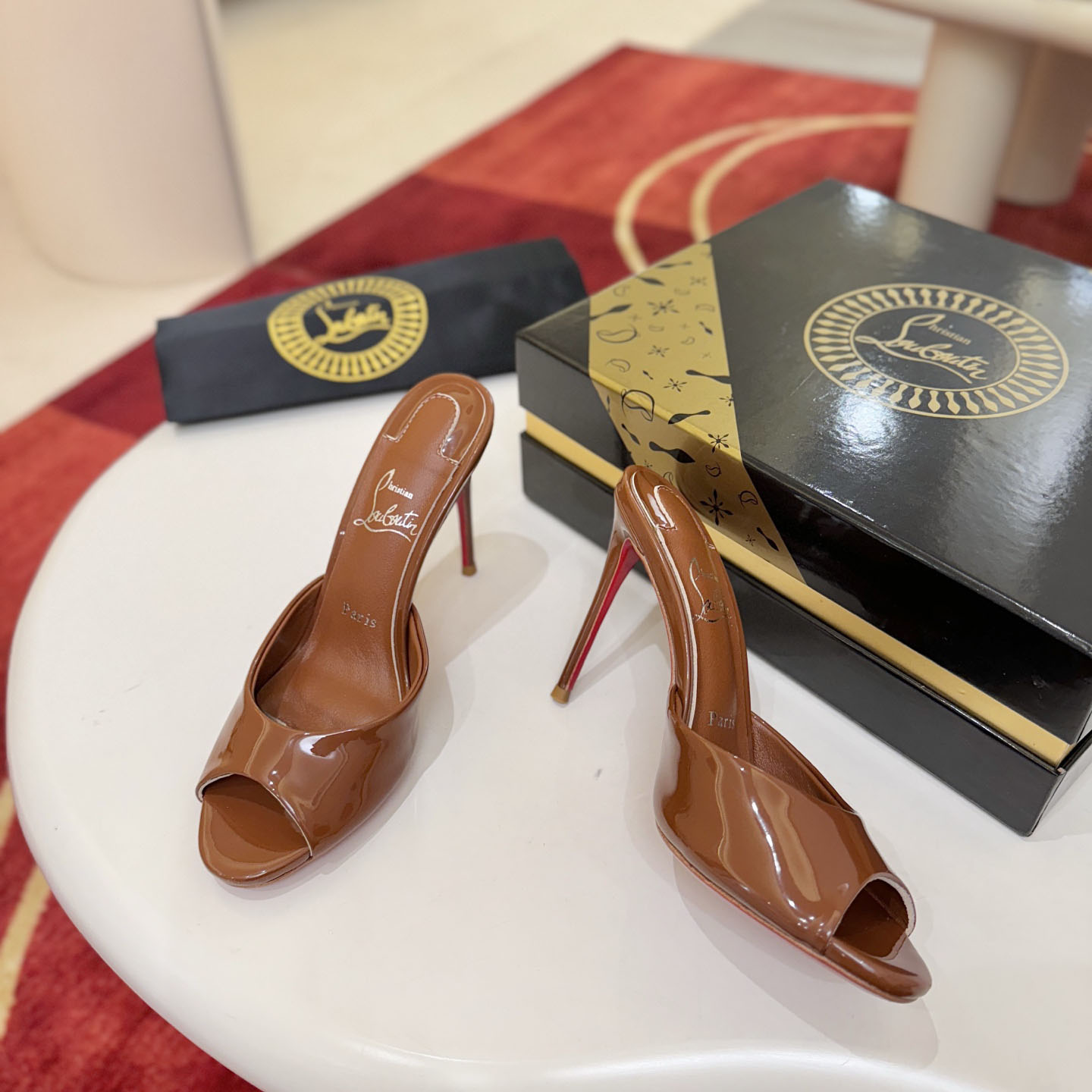 Christian Louboutin Me Dolly 100MM Patent Leather Mules - DopestKickz