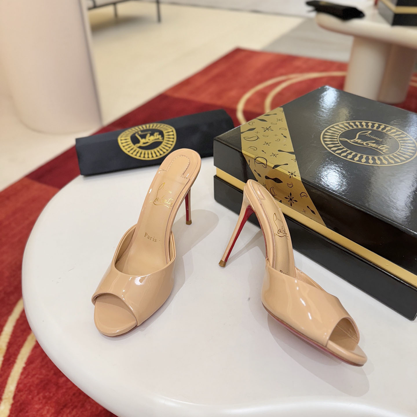 Christian Louboutin Me Dolly 100MM Patent Leather Mules - DopestKickz