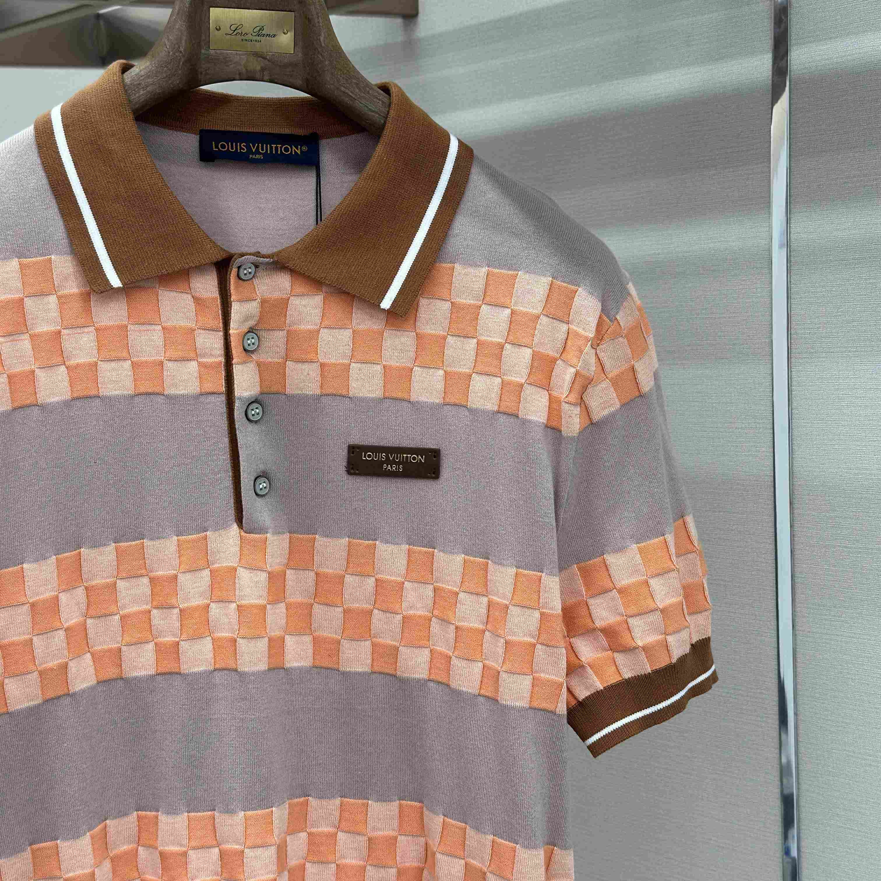 Louis Vuitton Damier Striped Polo Shirt 1AK6Z8 - DopestKickz