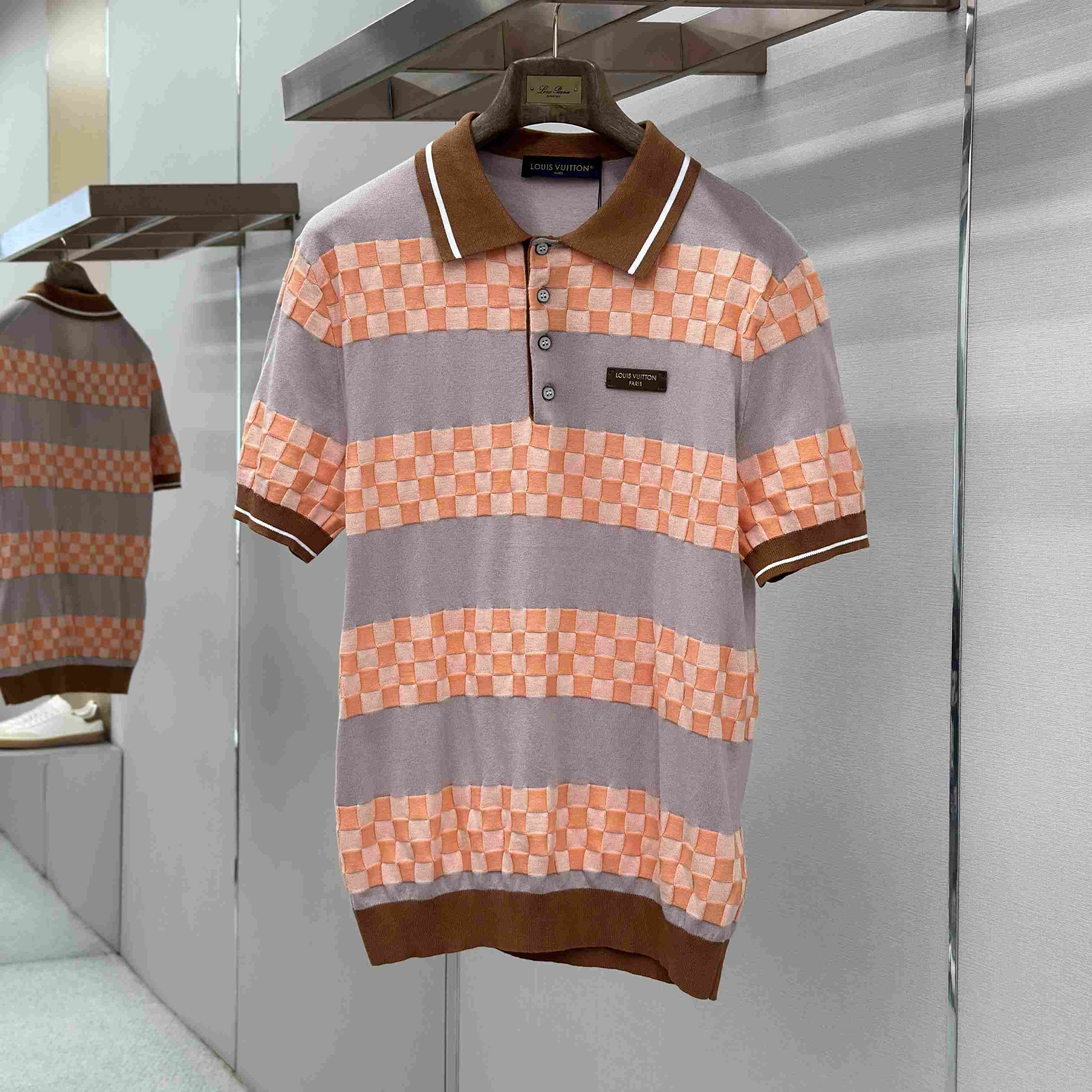 Louis Vuitton Damier Striped Polo Shirt 1AK6Z8 - DopestKickz
