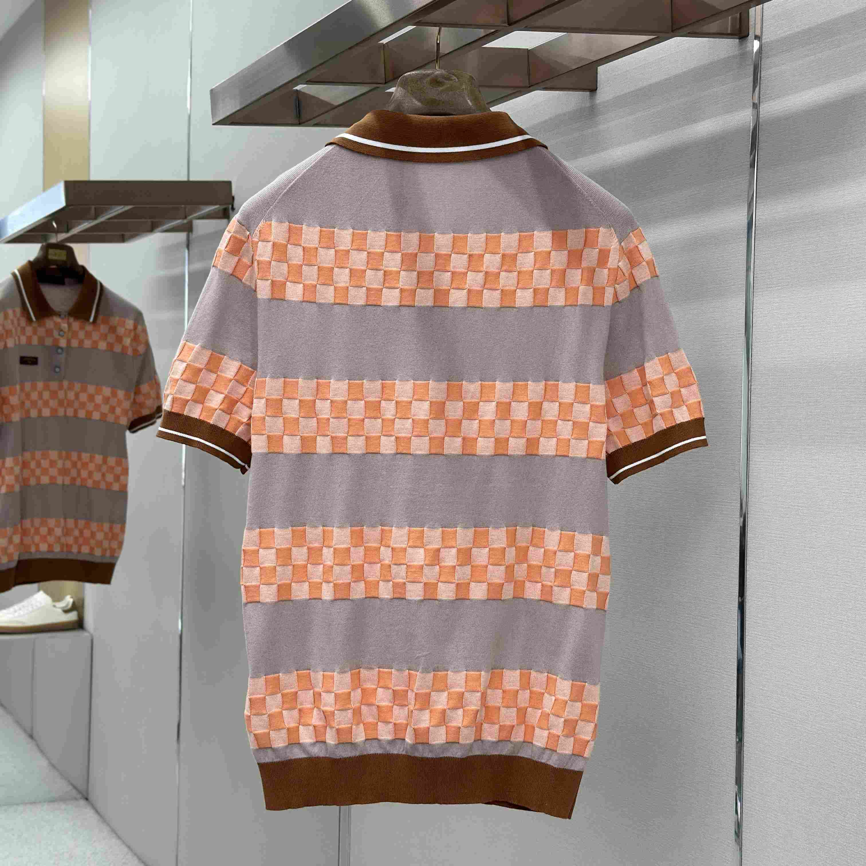 Louis Vuitton Damier Striped Polo Shirt 1AK6Z8 - DopestKickz