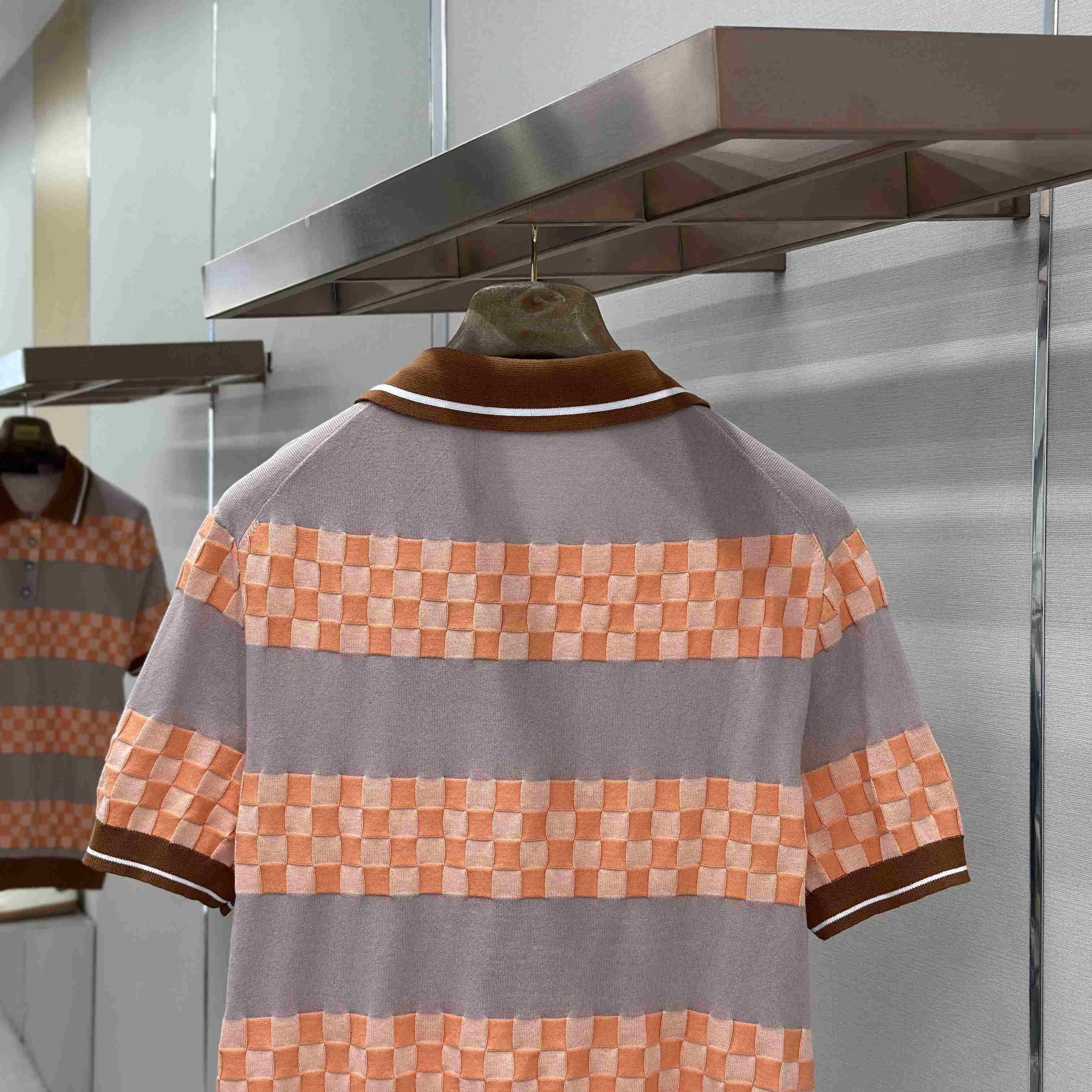 Louis Vuitton Damier Striped Polo Shirt 1AK6Z8 - DopestKickz
