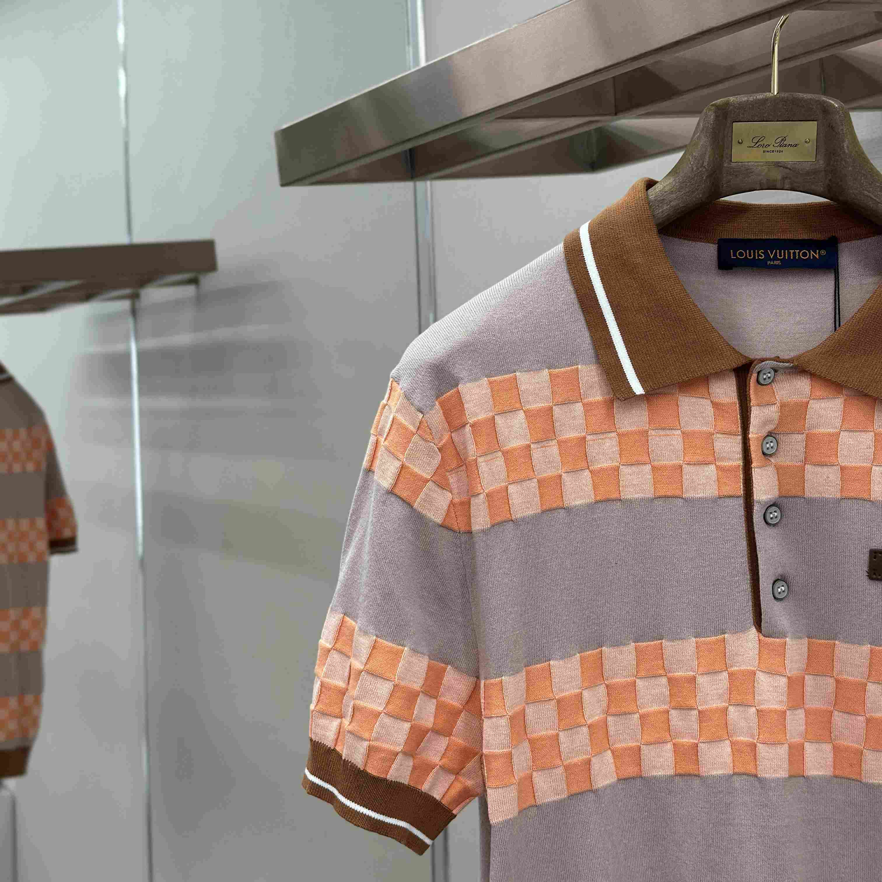Louis Vuitton Damier Striped Polo Shirt 1AK6Z8 - DopestKickz