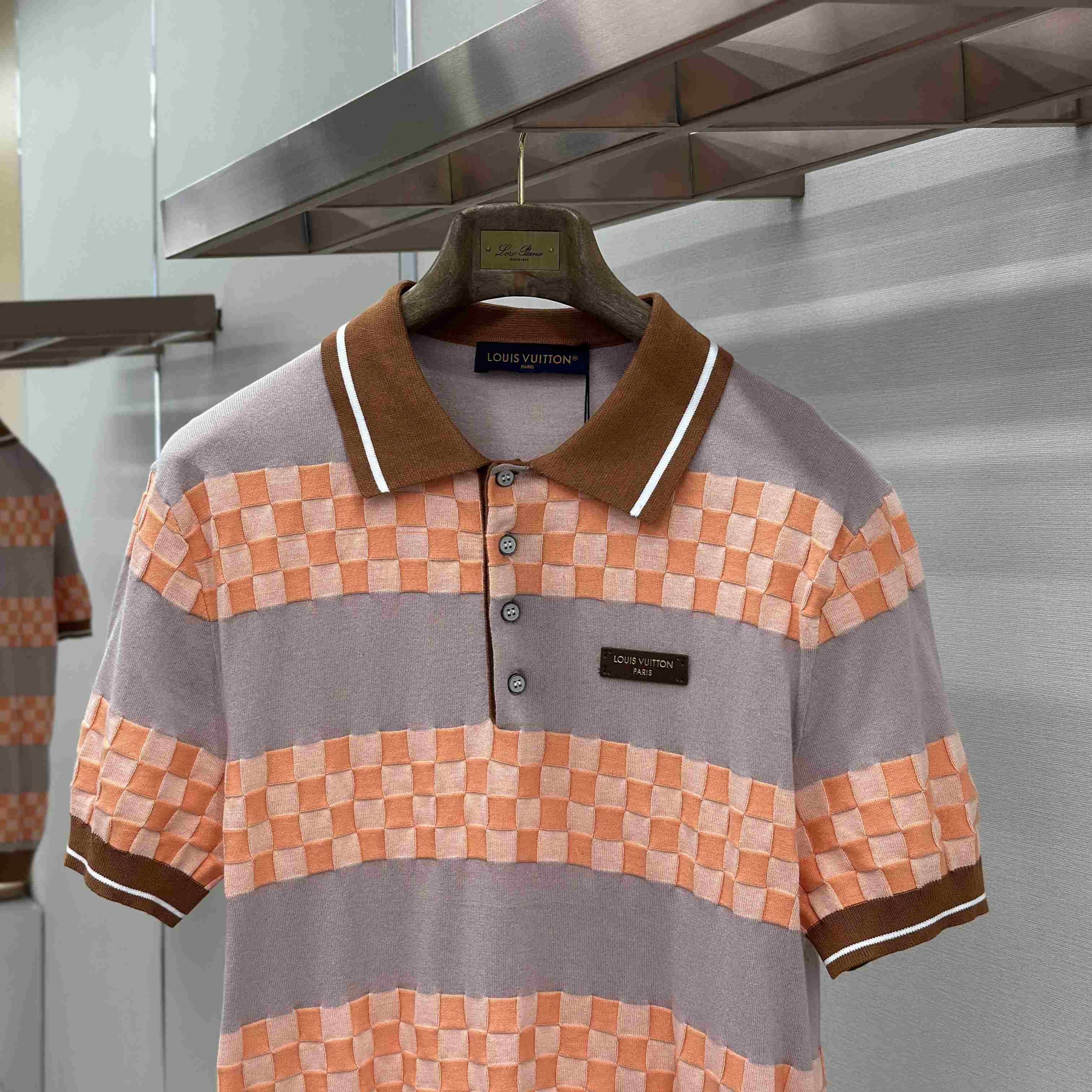 Louis Vuitton Damier Striped Polo Shirt 1AK6Z8 - DopestKickz