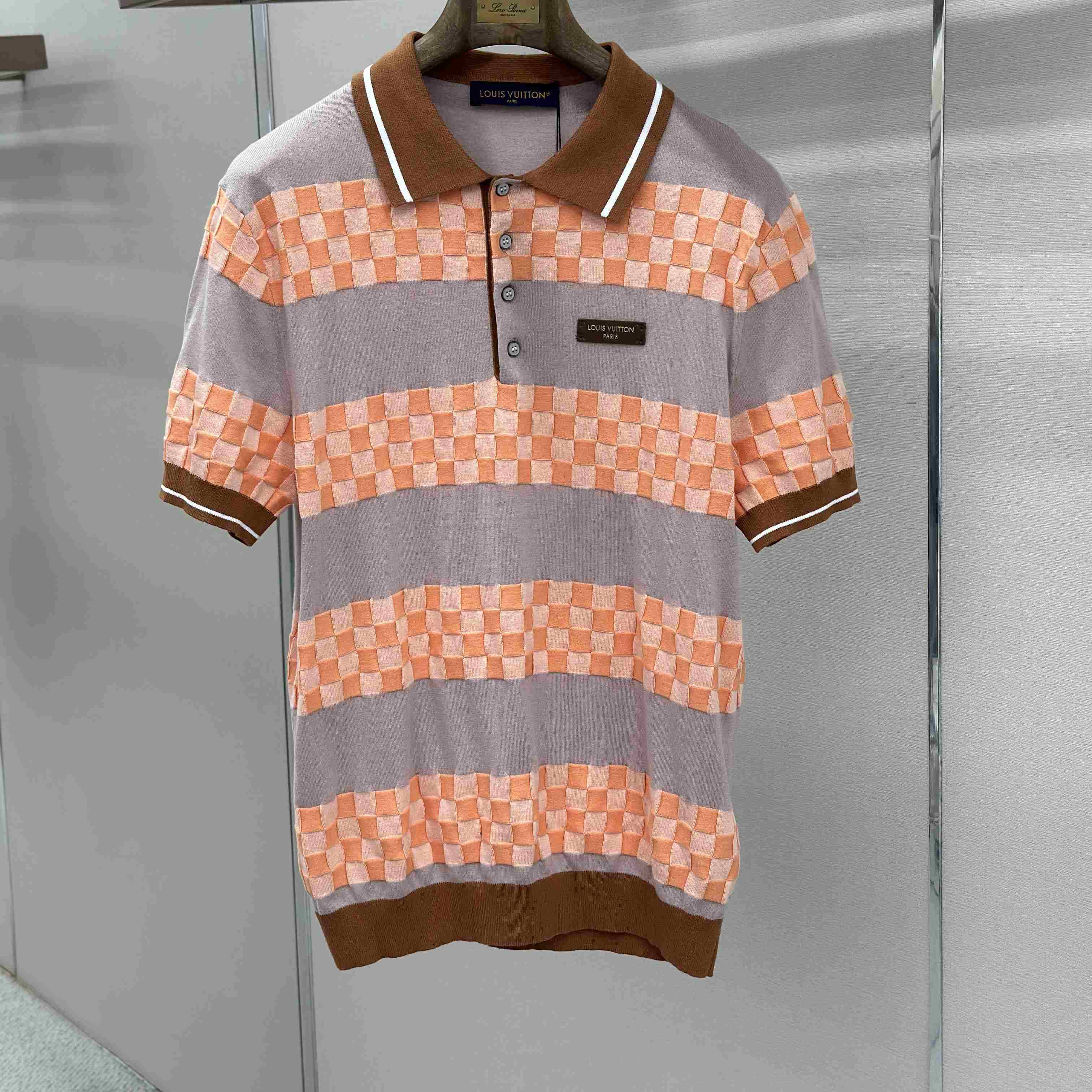 Louis Vuitton Damier Striped Polo Shirt 1AK6Z8 - DopestKickz