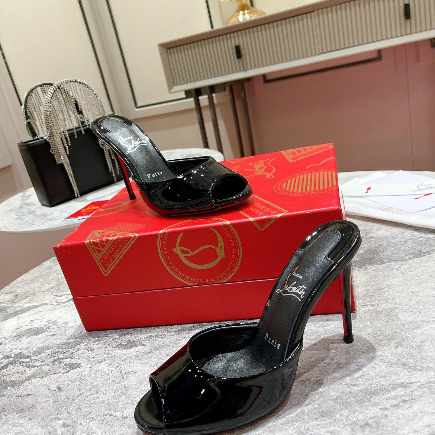 Christian Louboutin Me Dolly 100MM Patent Leather Mules - DopestKickz