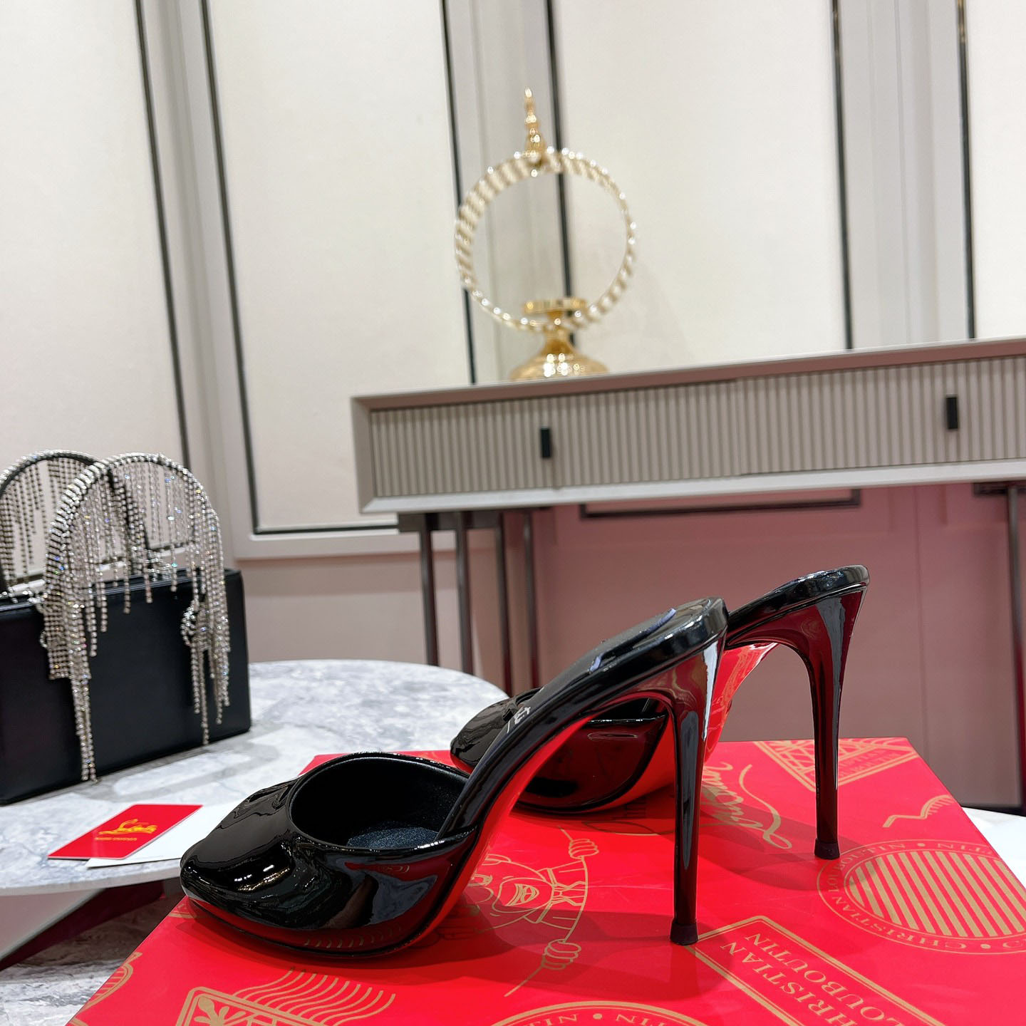 Christian Louboutin Me Dolly 100MM Patent Leather Mules - DopestKickz