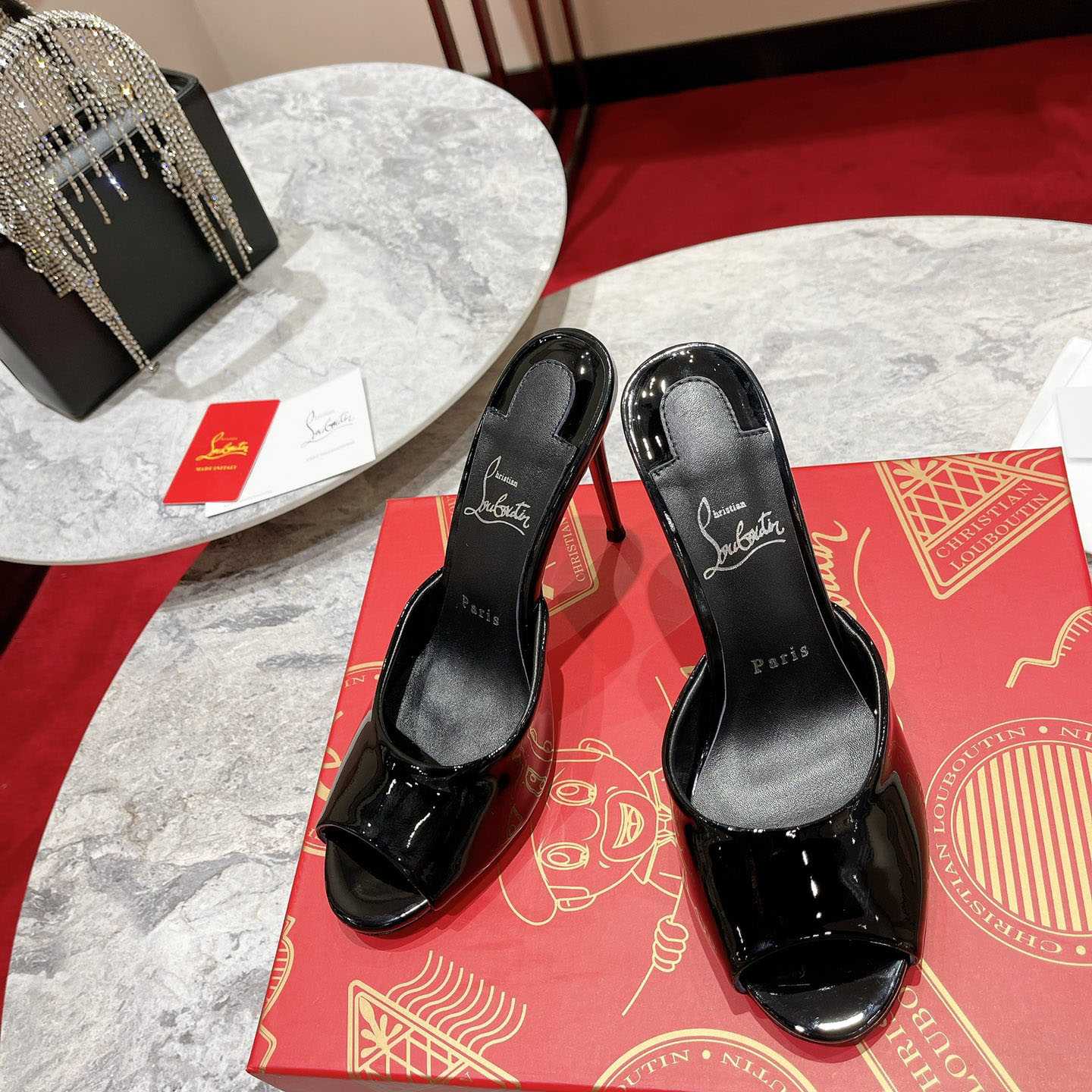 Christian Louboutin Me Dolly 100MM Patent Leather Mules - DopestKickz