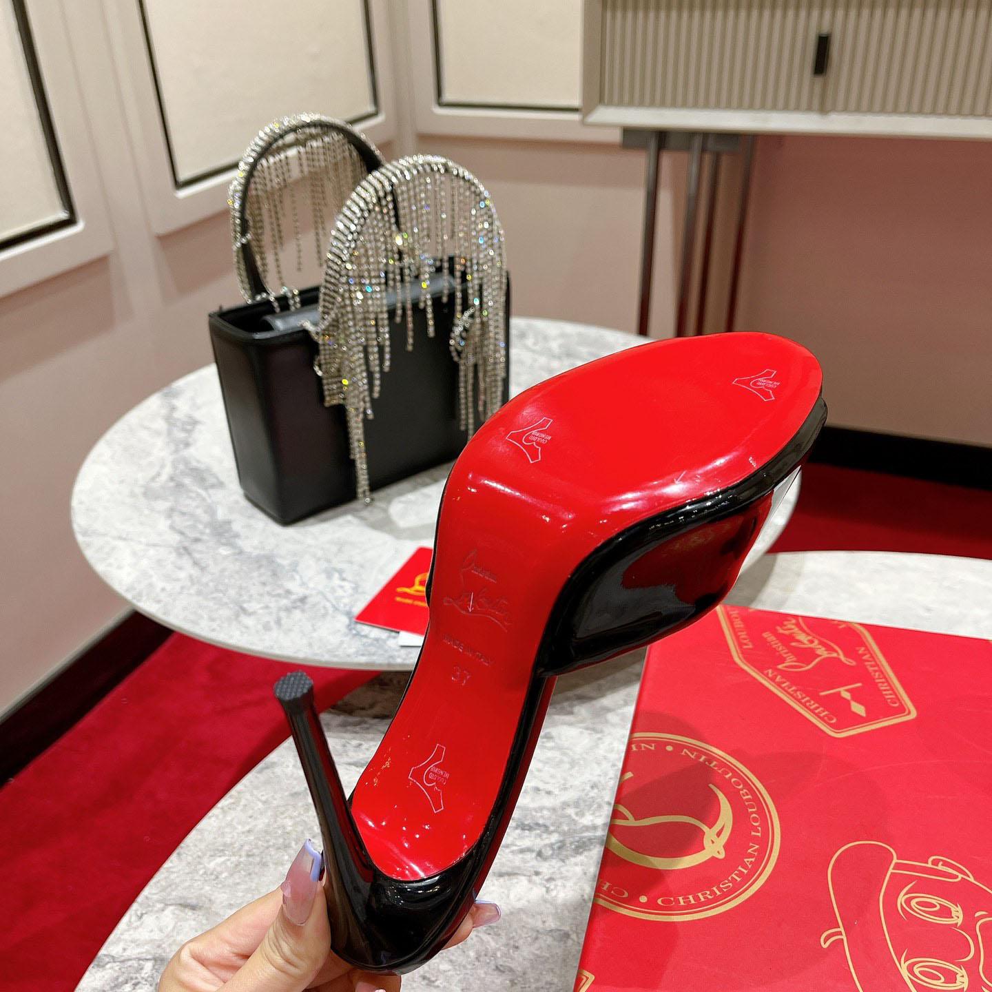 Christian Louboutin Me Dolly 100MM Patent Leather Mules - DopestKickz
