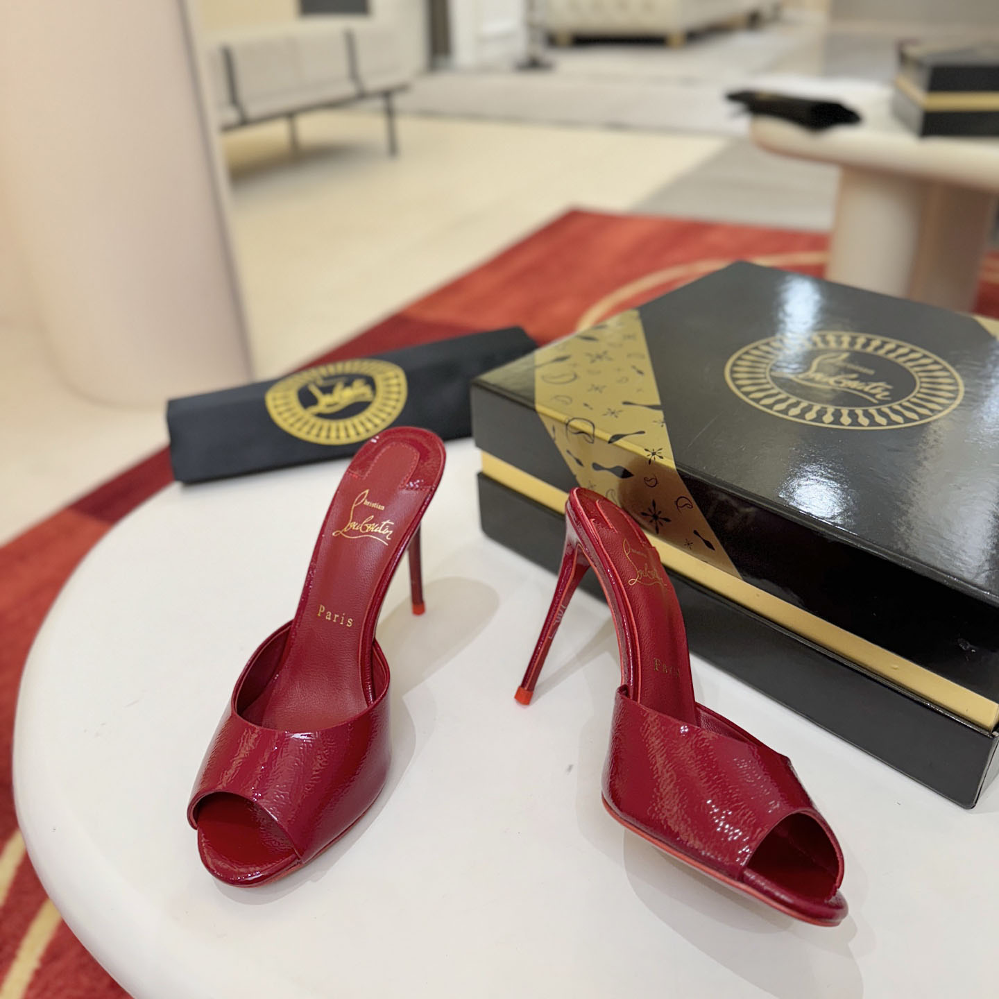 Christian Louboutin Me Dolly 100MM Patent Leather Mules - DopestKickz