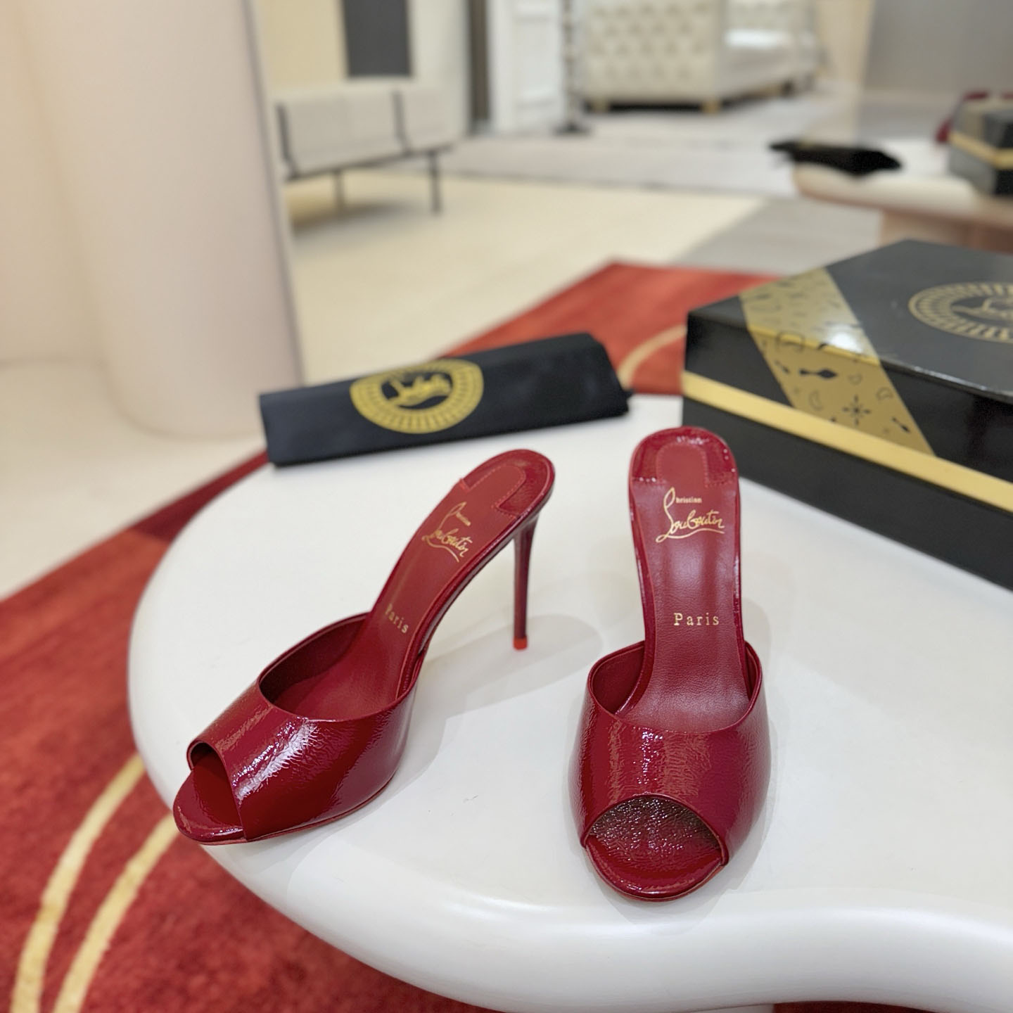 Christian Louboutin Me Dolly 100MM Patent Leather Mules - DopestKickz