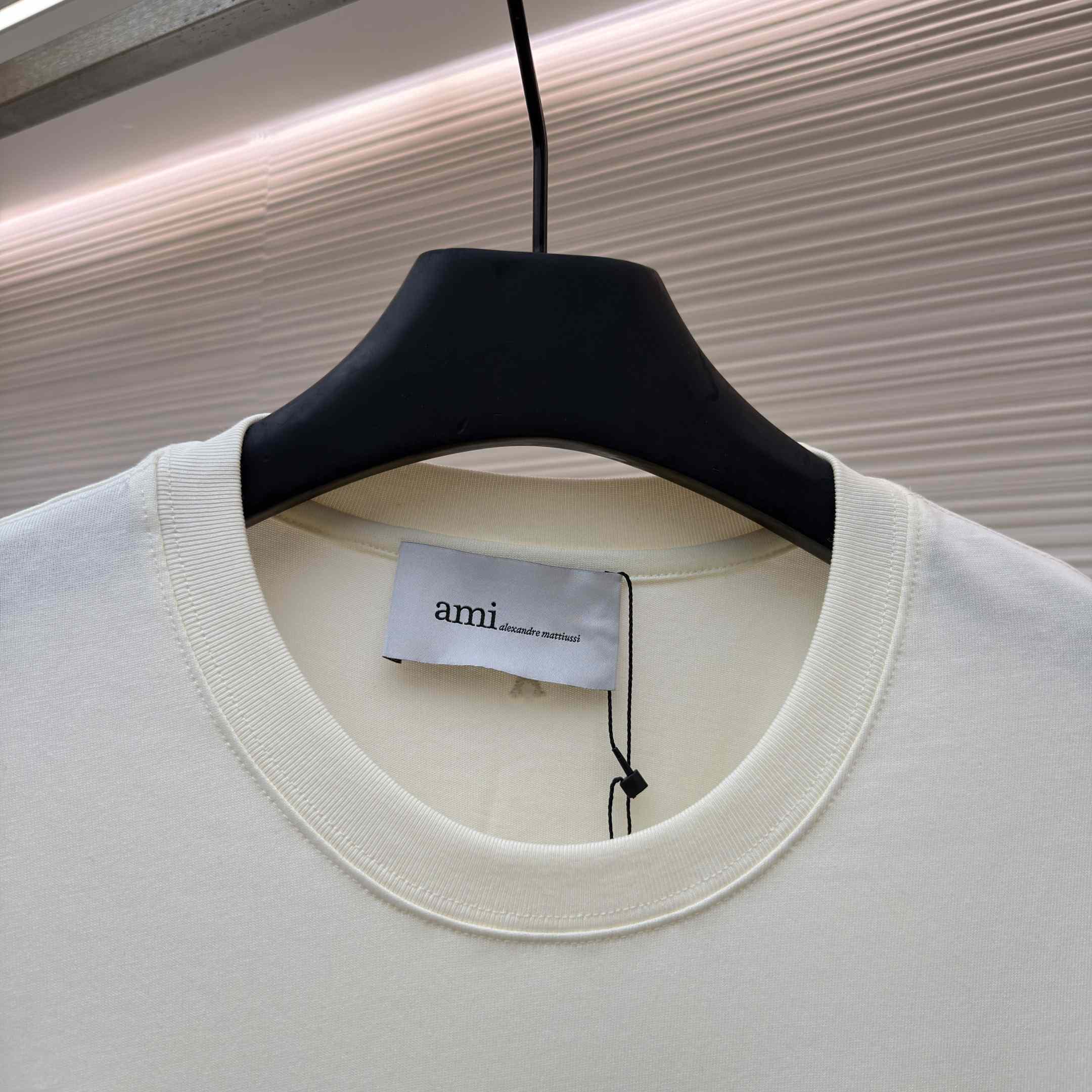 AMI Paris Logo-Print Striped-Patch T-shirt - DopestKickz