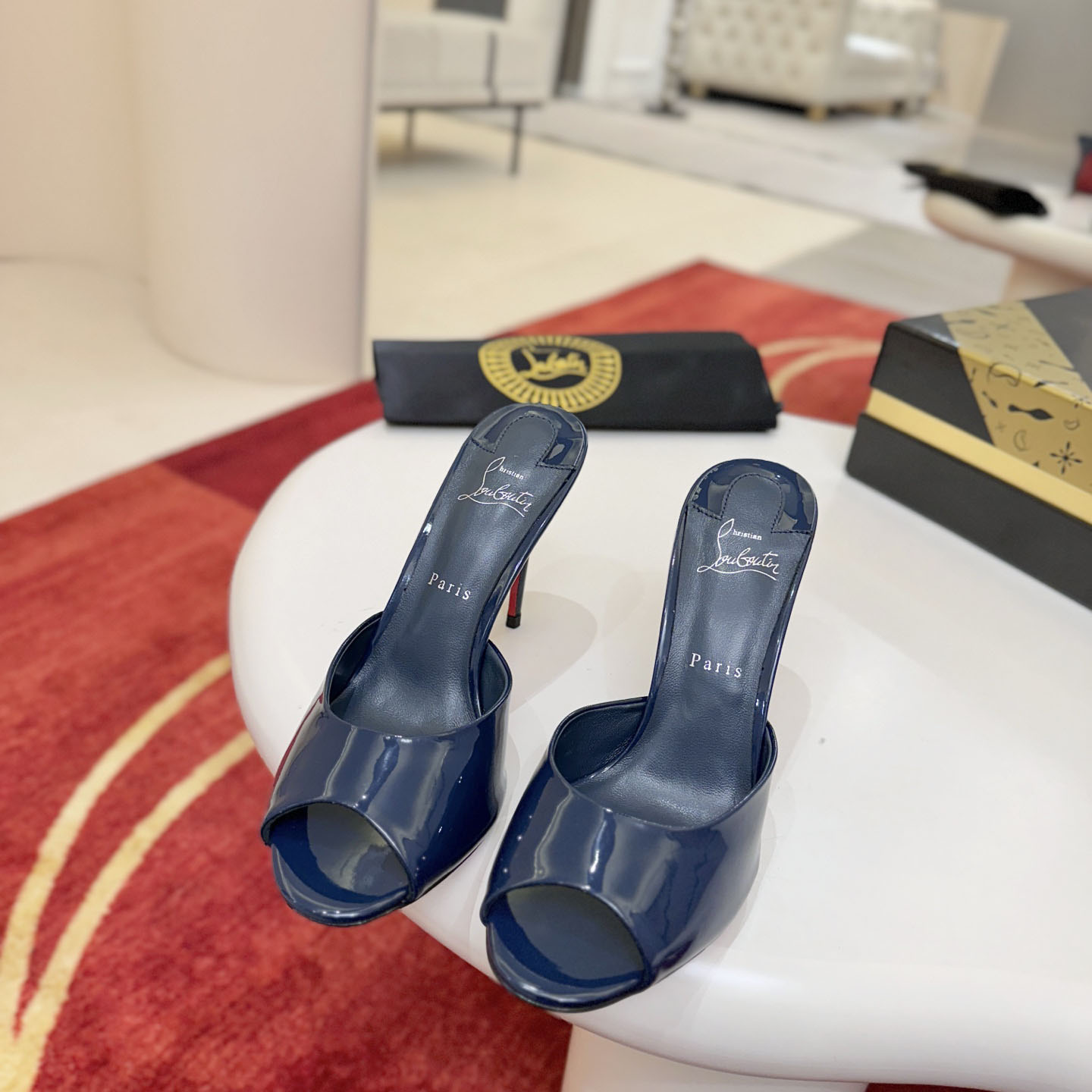 Christian Louboutin Me Dolly 100MM Patent Leather Mules - DopestKickz