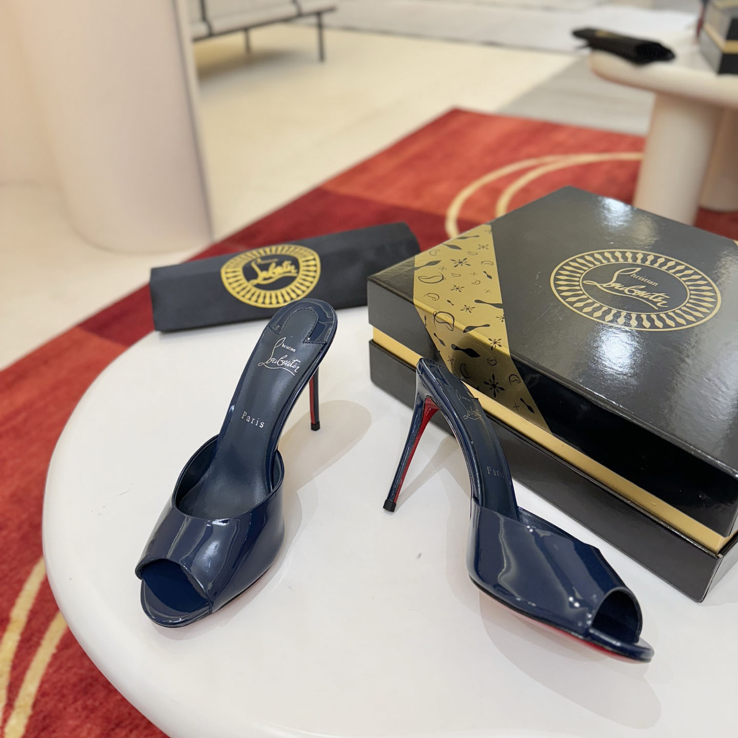 Christian Louboutin Me Dolly 100MM Patent Leather Mules - DopestKickz