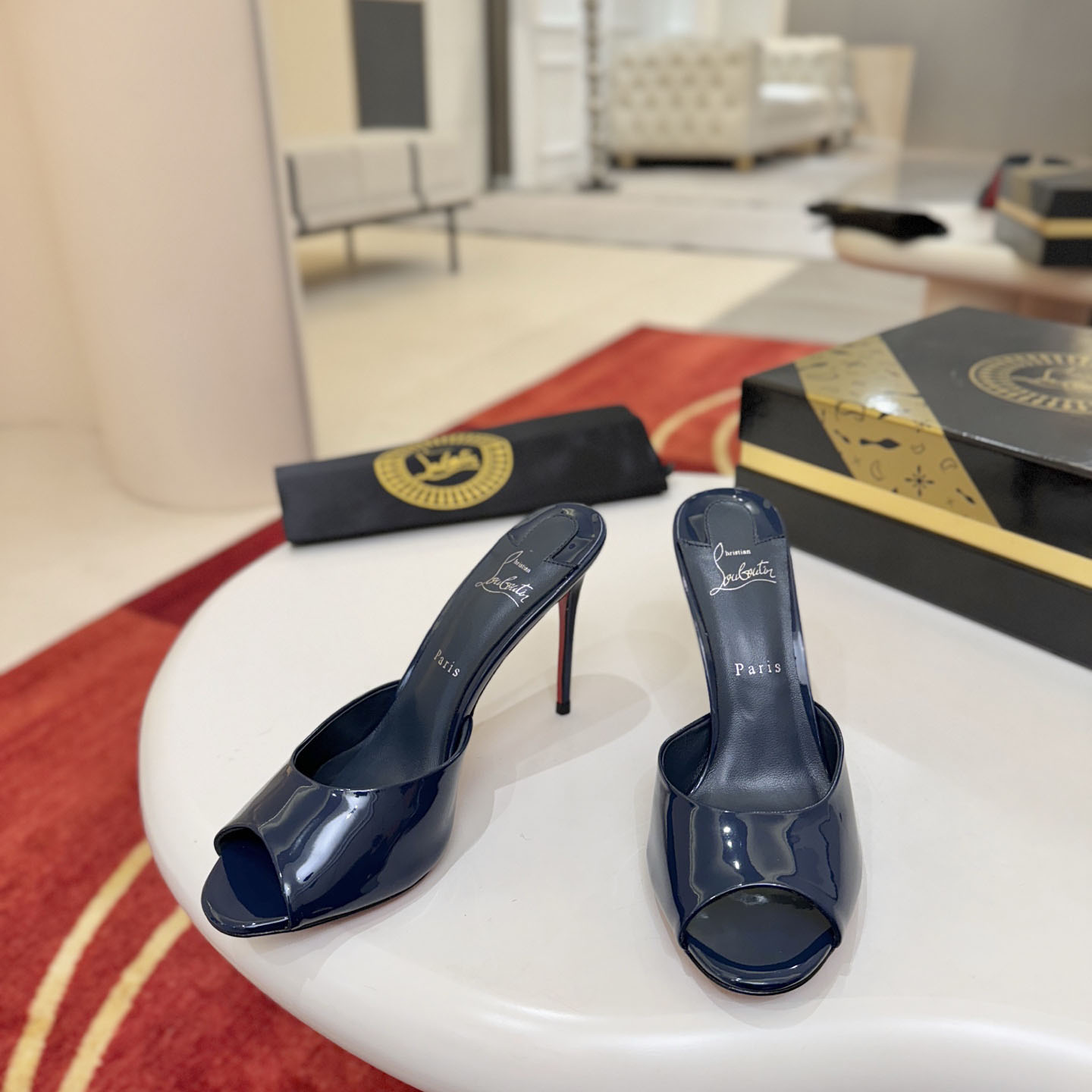 Christian Louboutin Me Dolly 100MM Patent Leather Mules - DopestKickz