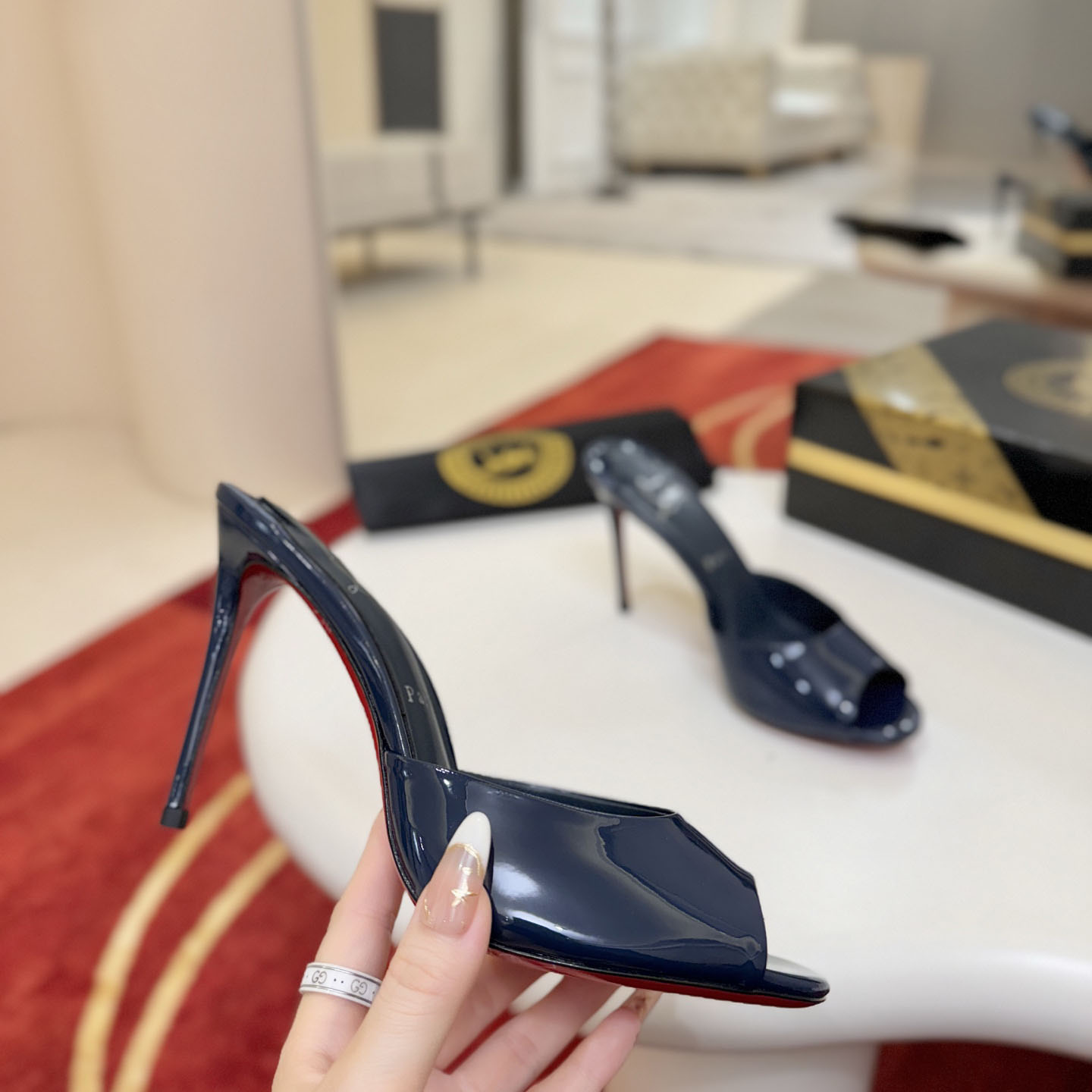 Christian Louboutin Me Dolly 100MM Patent Leather Mules - DopestKickz