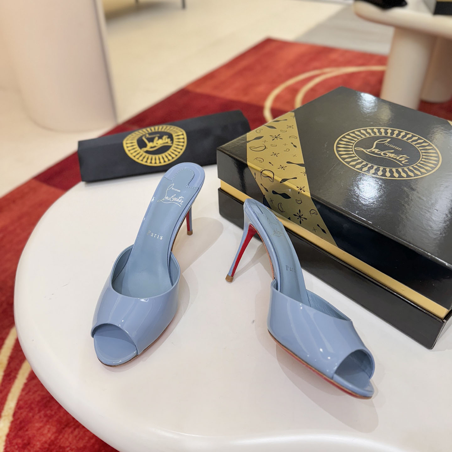 Christian Louboutin Me Dolly 100MM Patent Leather Mules - DopestKickz