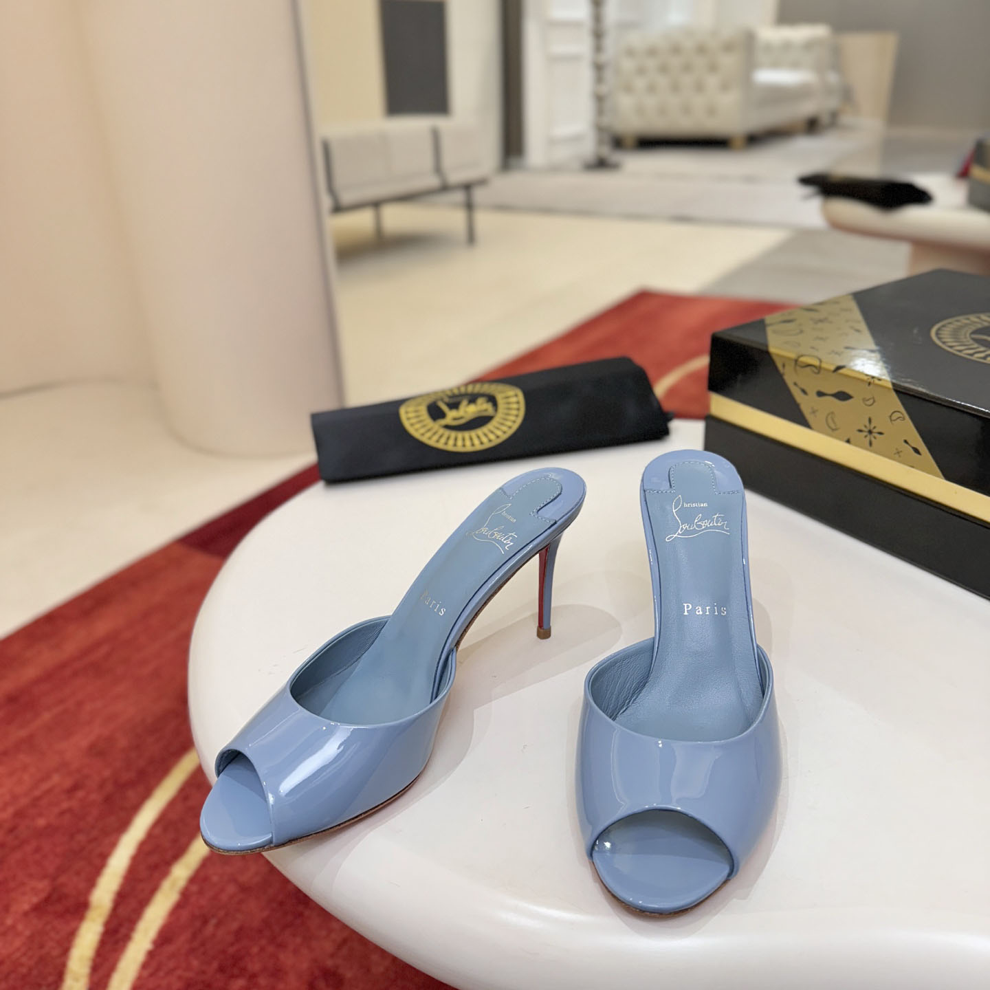 Christian Louboutin Me Dolly 100MM Patent Leather Mules - DopestKickz