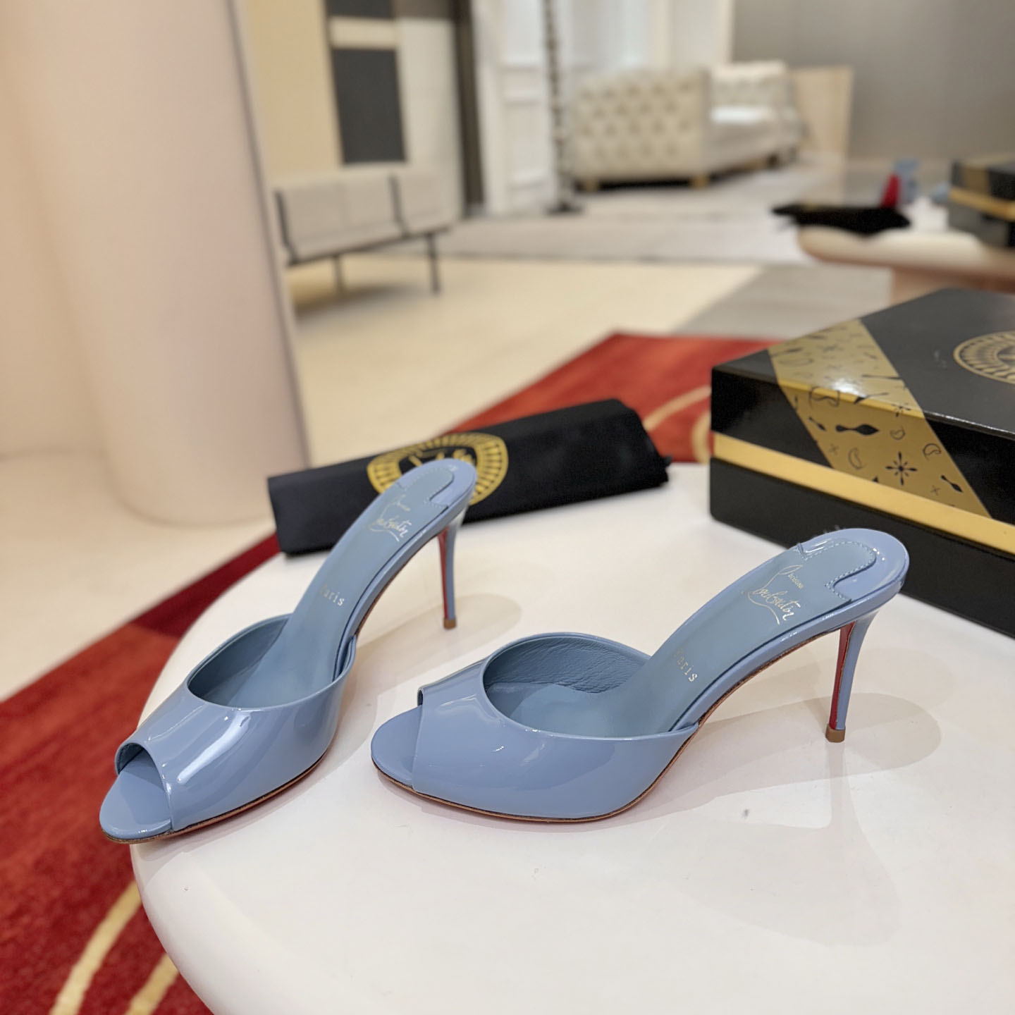 Christian Louboutin Me Dolly 100MM Patent Leather Mules - DopestKickz
