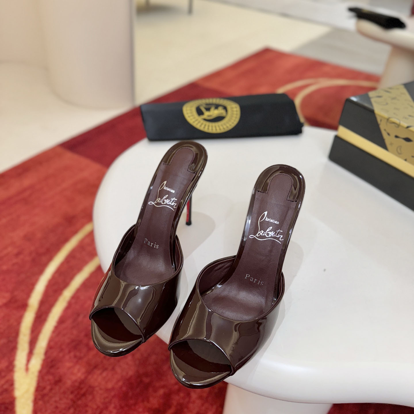 Christian Louboutin Me Dolly 100MM Patent Leather Mules - DopestKickz