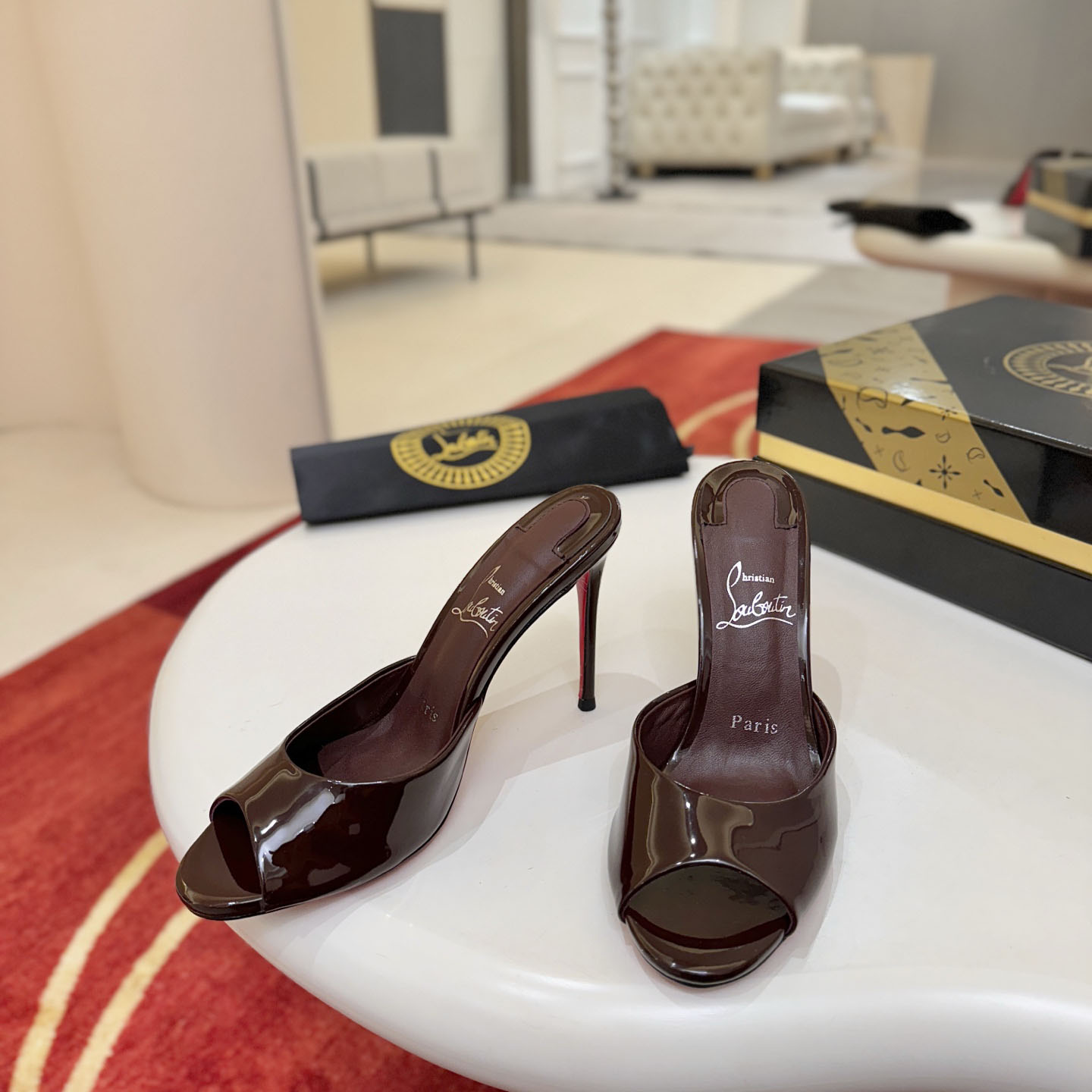 Christian Louboutin Me Dolly 100MM Patent Leather Mules - DopestKickz