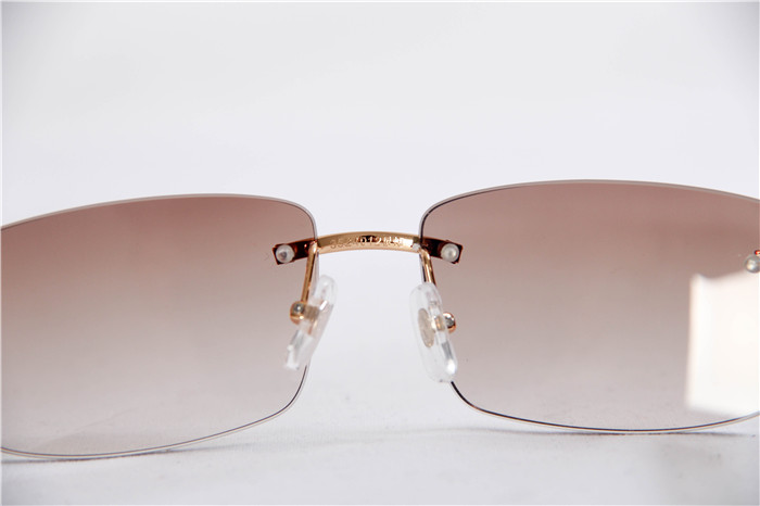 Cartier 3524012 Wood Big Lens Sunglasses In Gold Brown - DopestKickz