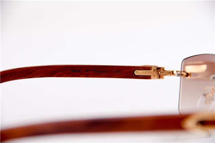 Cartier 3524012 Wood Big Lens Sunglasses In Gold Brown - DopestKickz