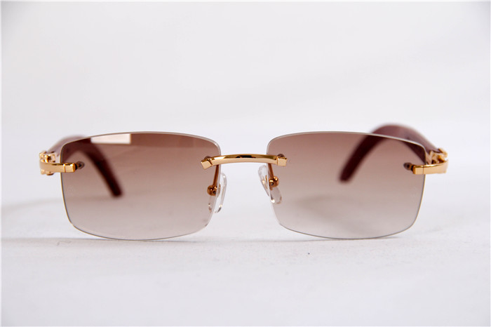 Cartier 3524012 Wood Big Lens Sunglasses In Gold Brown - DopestKickz